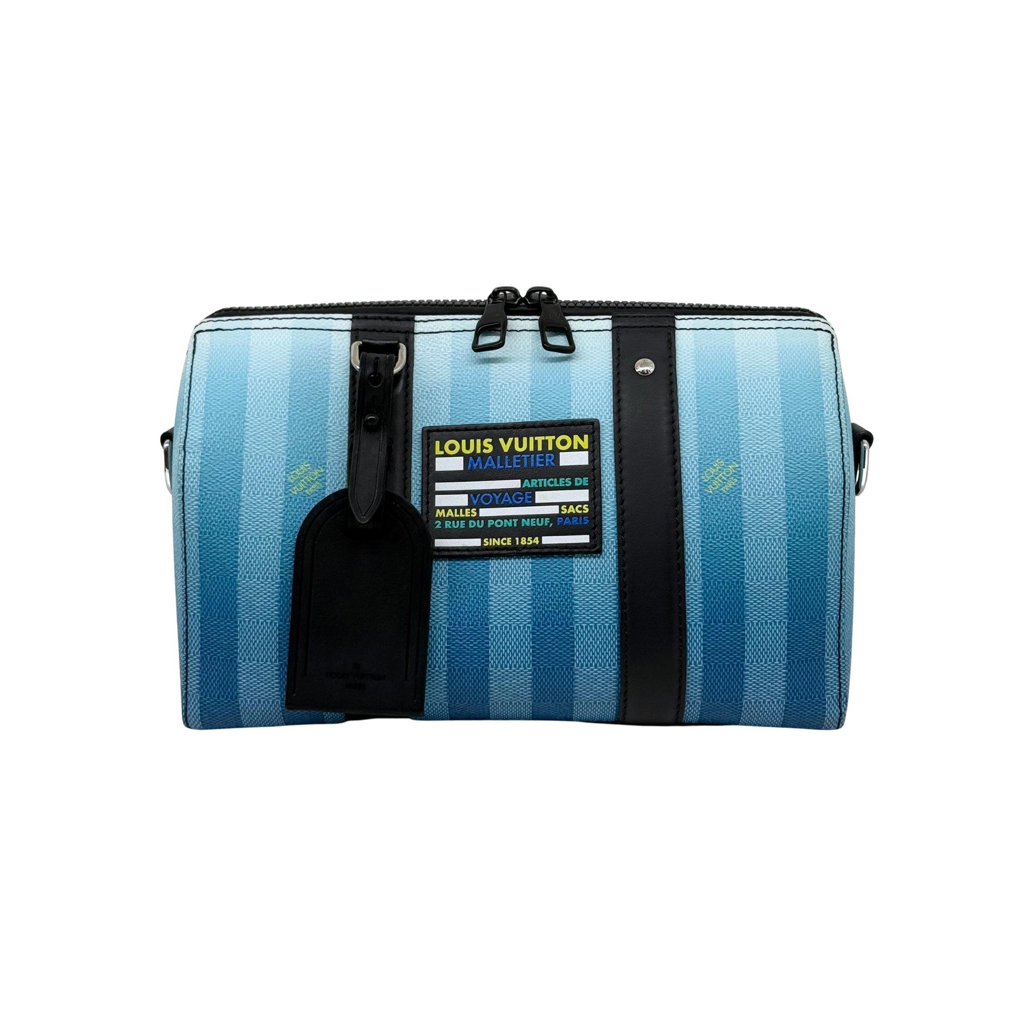 Louis Vuitton x Virgil Abloh Gradient Blue Damier Stripes City Keepall bag (pre-owned)