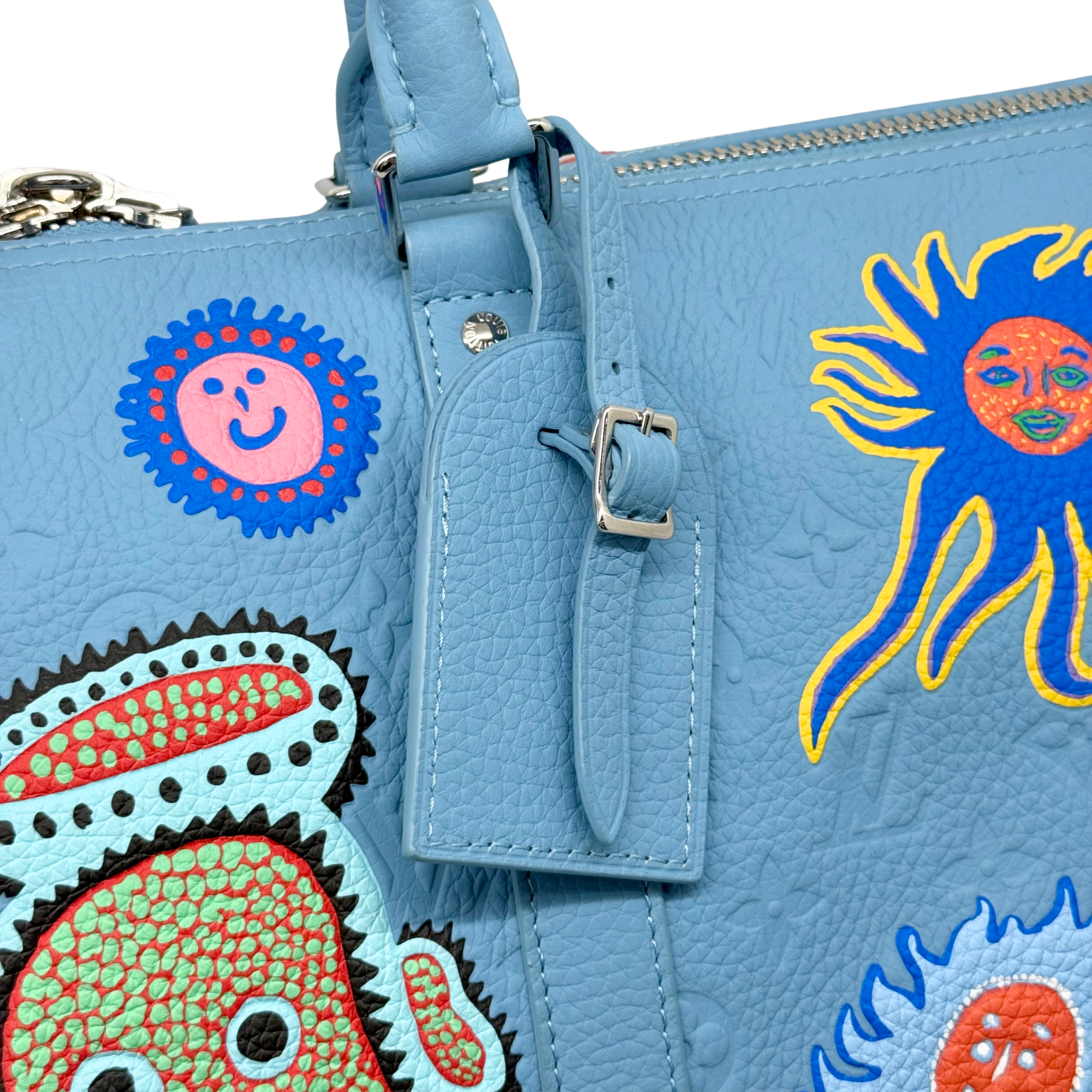 Louis Vuitton x Yayoi Kusama Keepall 50 light blue Taurillon leather (pre-owned)