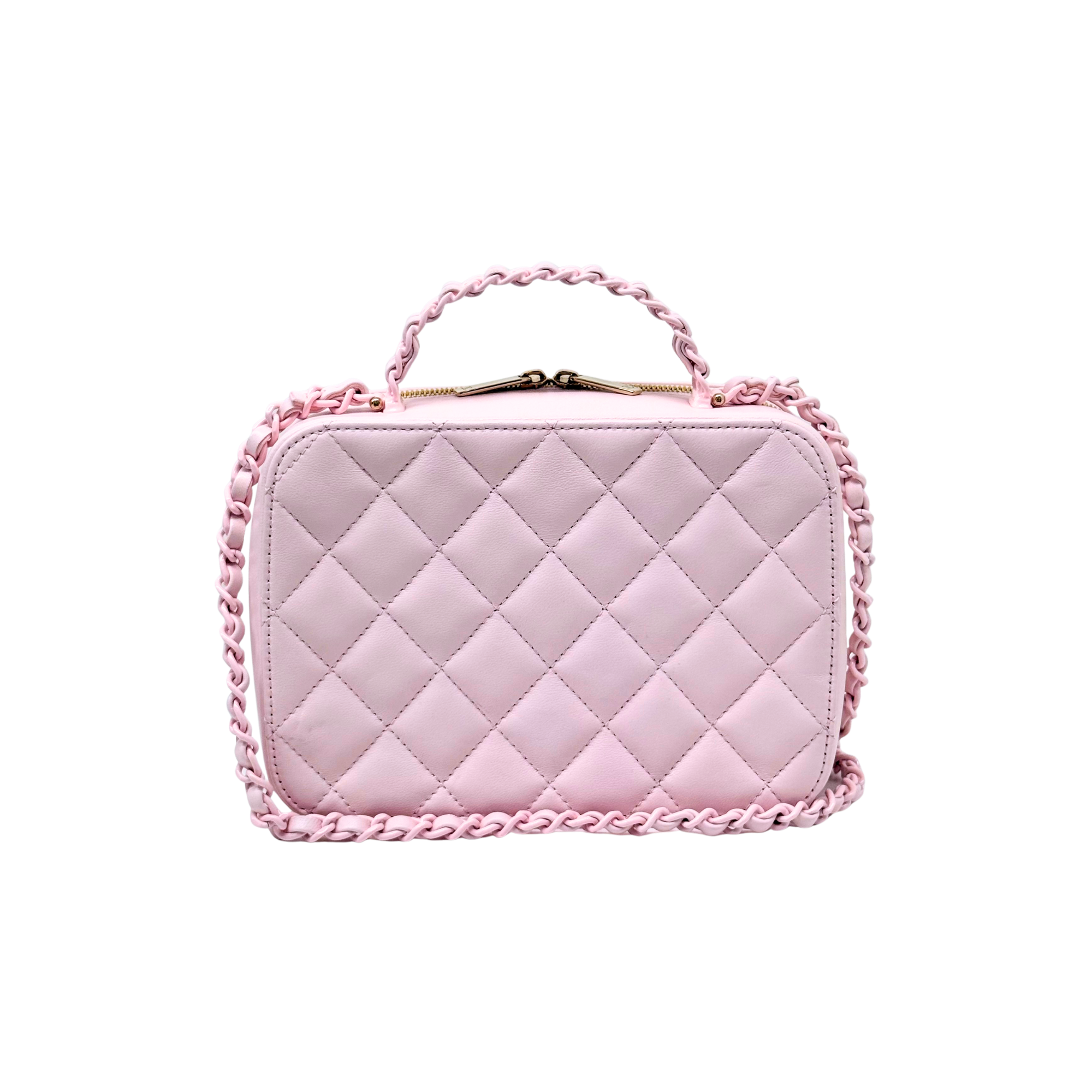 Chanel Pink Vanity Case In Lambskin & Lacquered Metal Microchipped (pre-owned)