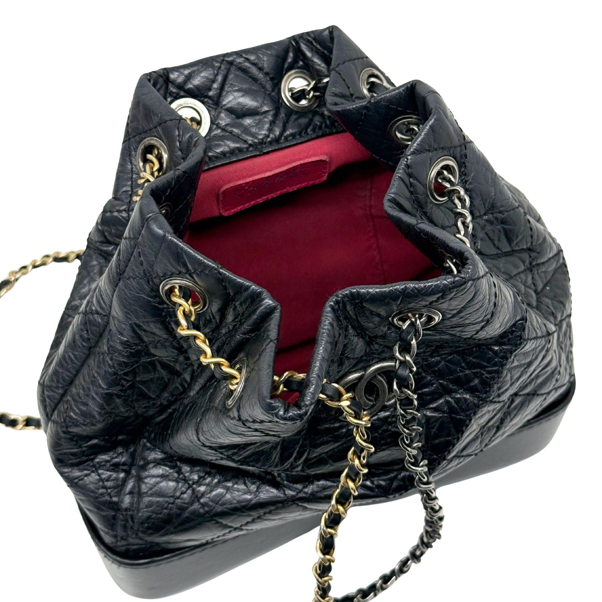 Chanel Aged Calfskin Quilted Gabrielle Backpack Black (pre-owned)