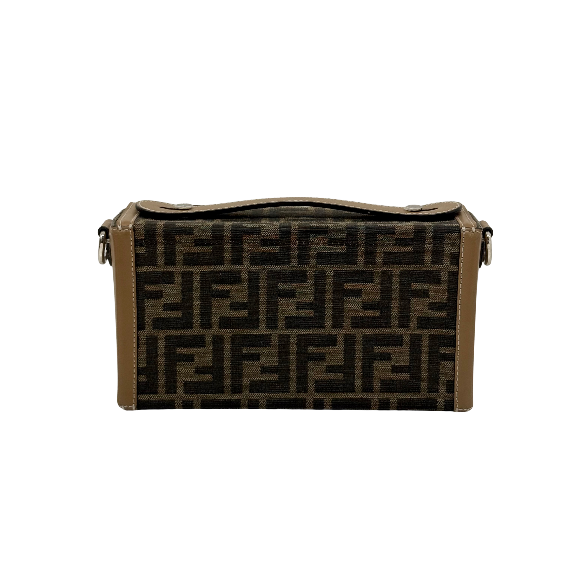 Fendi Baguette Soft Trunk Tobacco Zucca Canvas and Leather Bag (pre-owned)