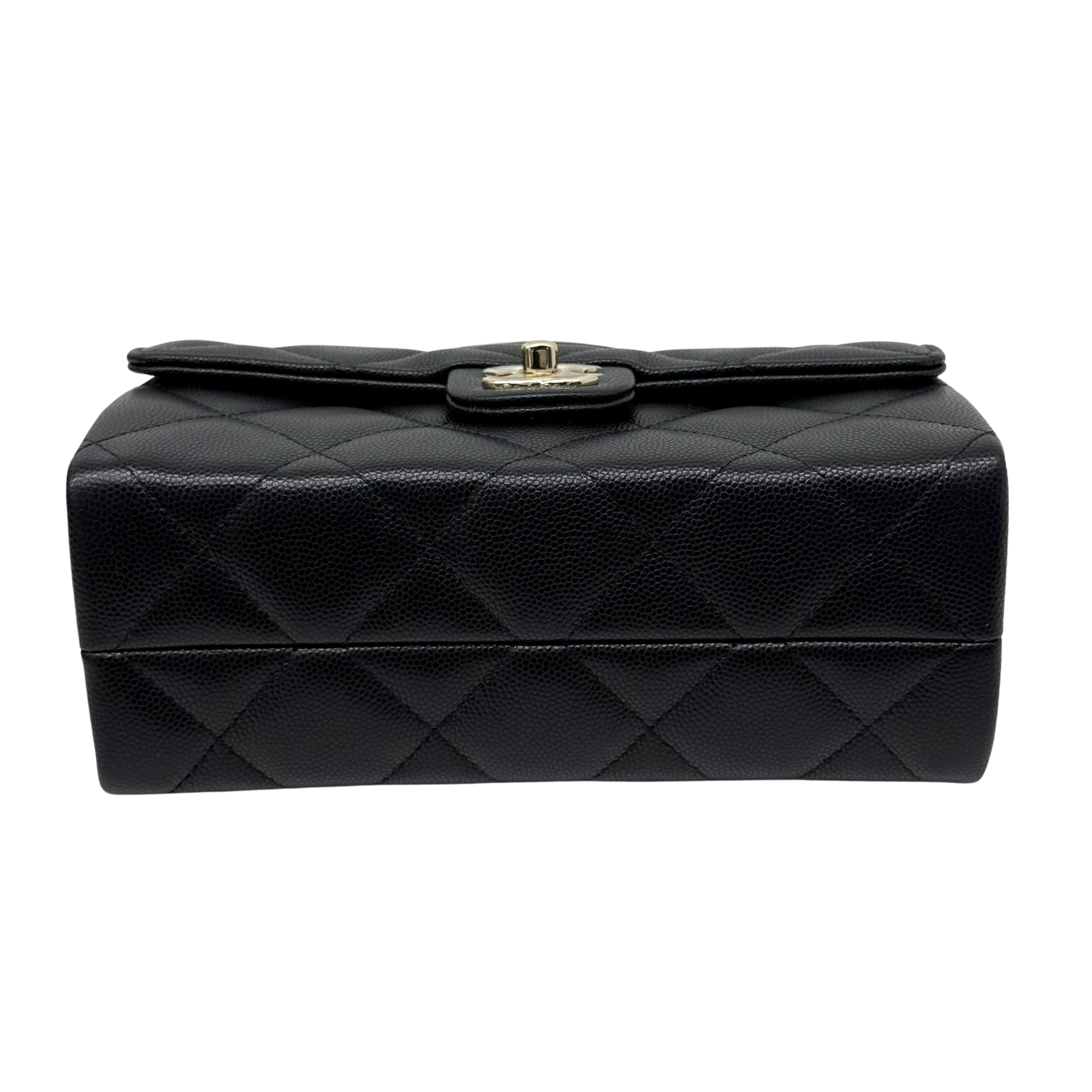 Chanel black bag top handle gold hardware