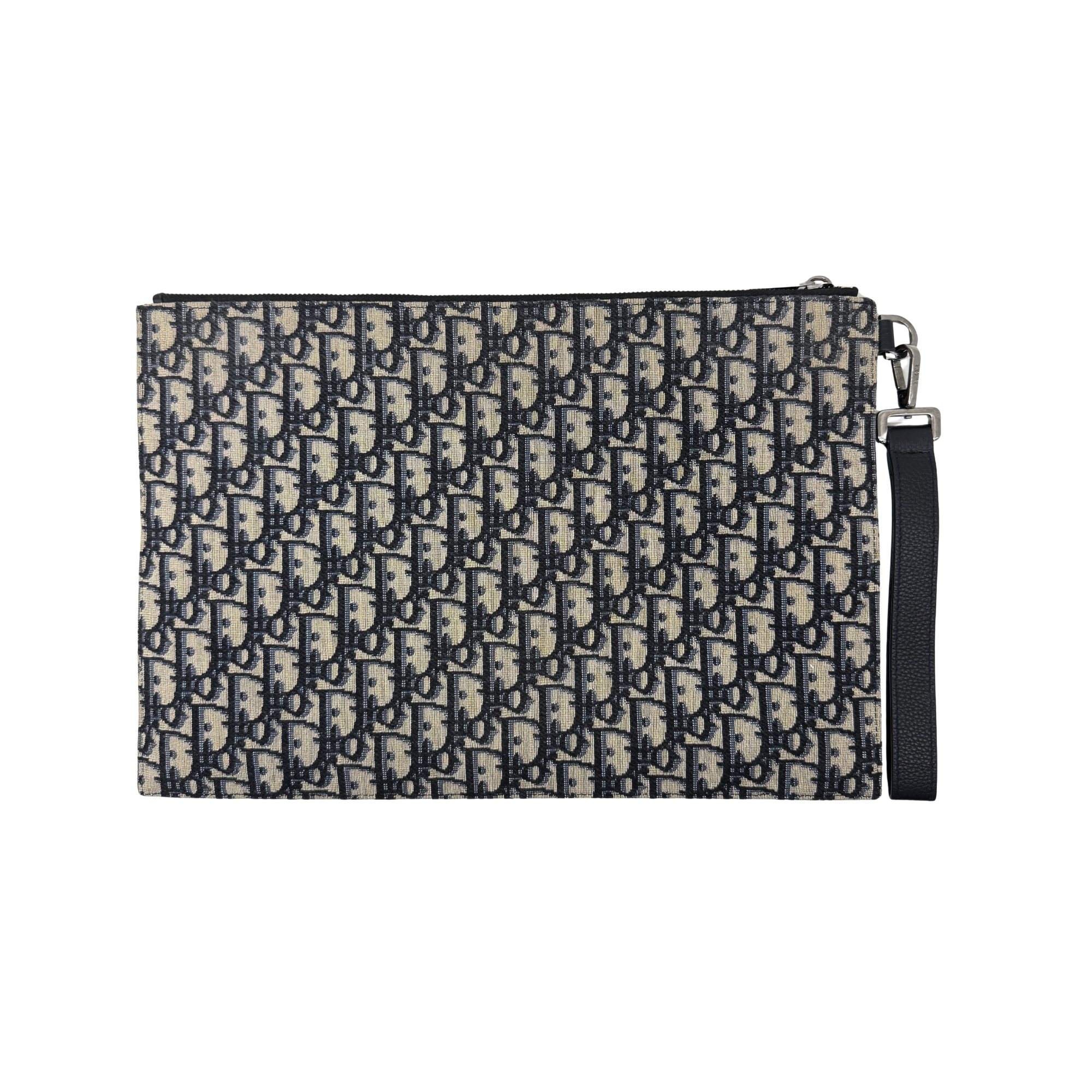 Dior pre-owned patterned canvas clutch with black side strap and top zipper