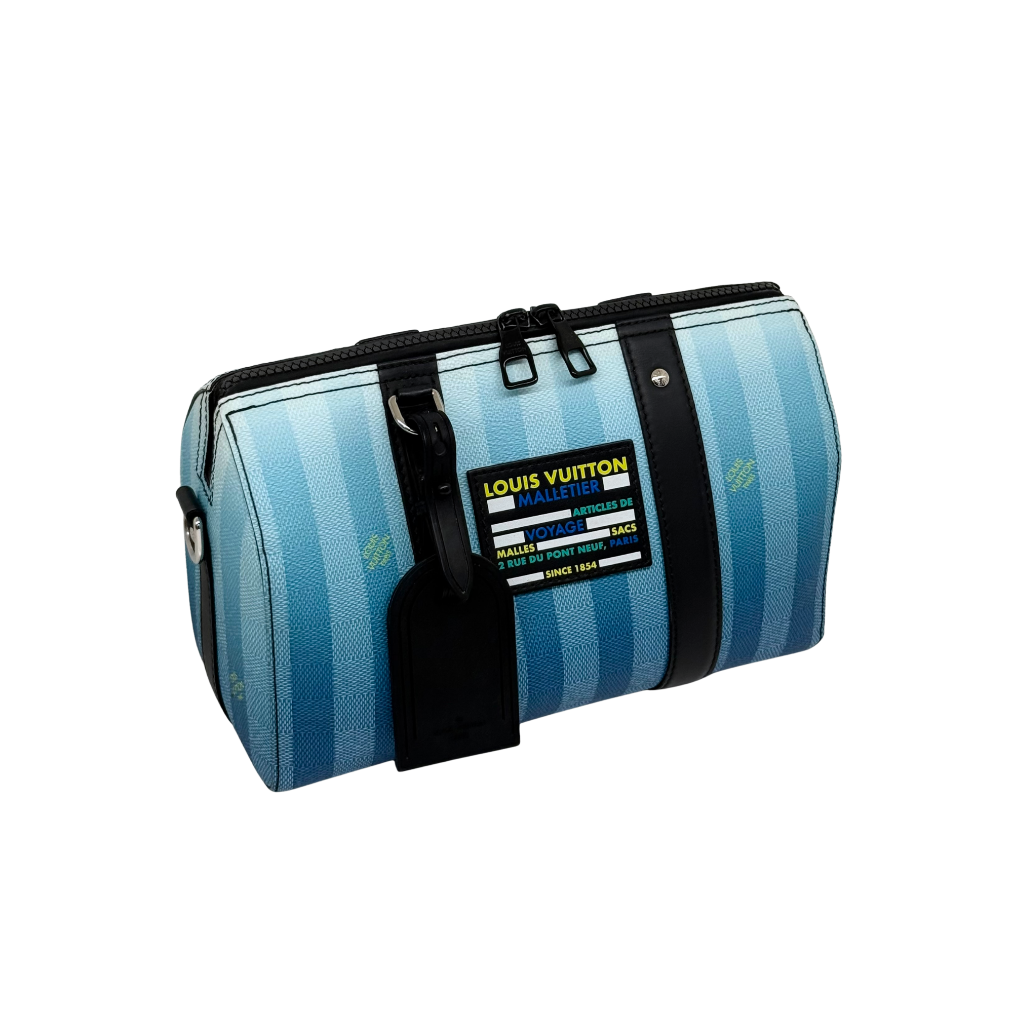Louis Vuitton x Virgil Abloh Gradient Blue Damier Stripes City Keepall bag (pre-owned)