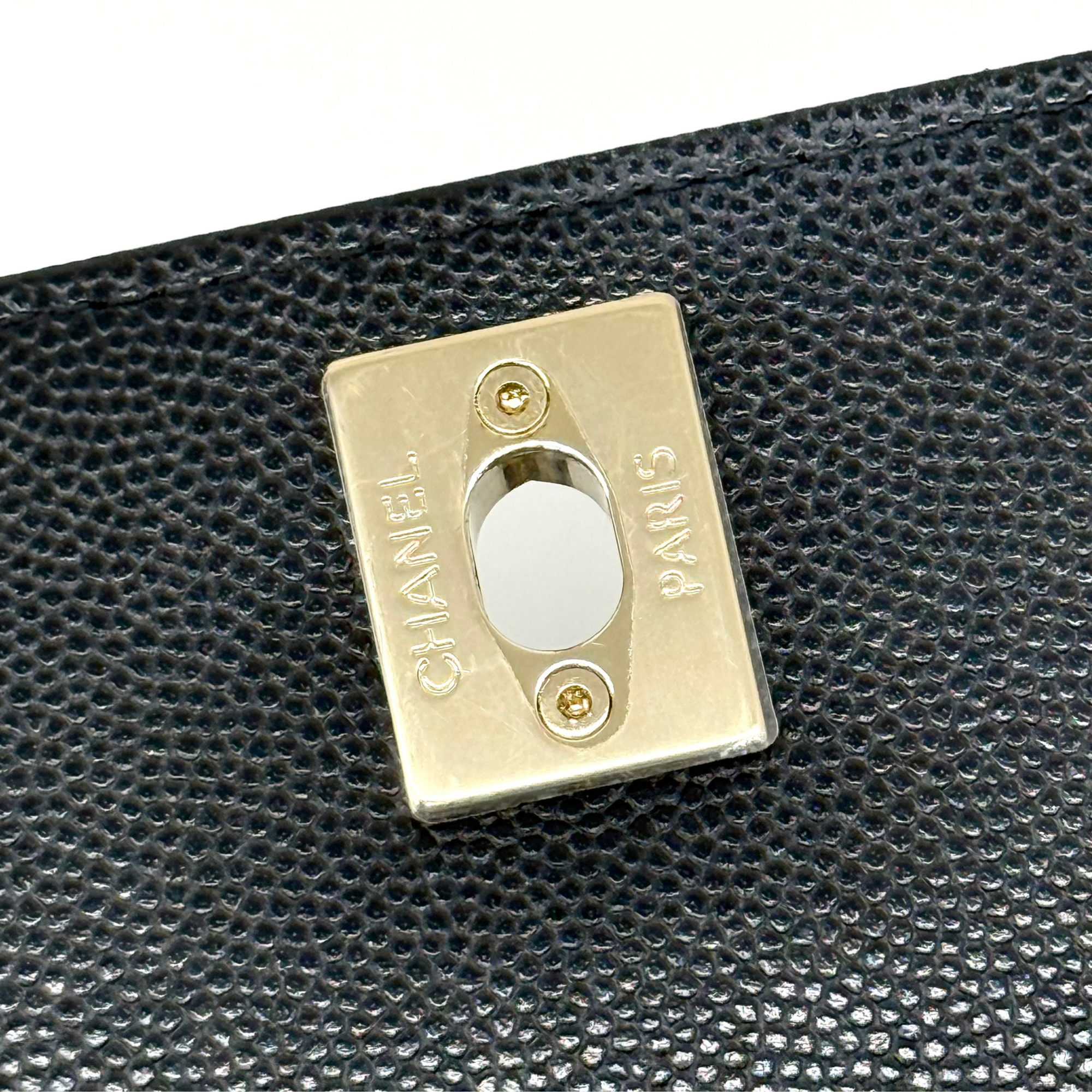 Chanel top handle black caviar