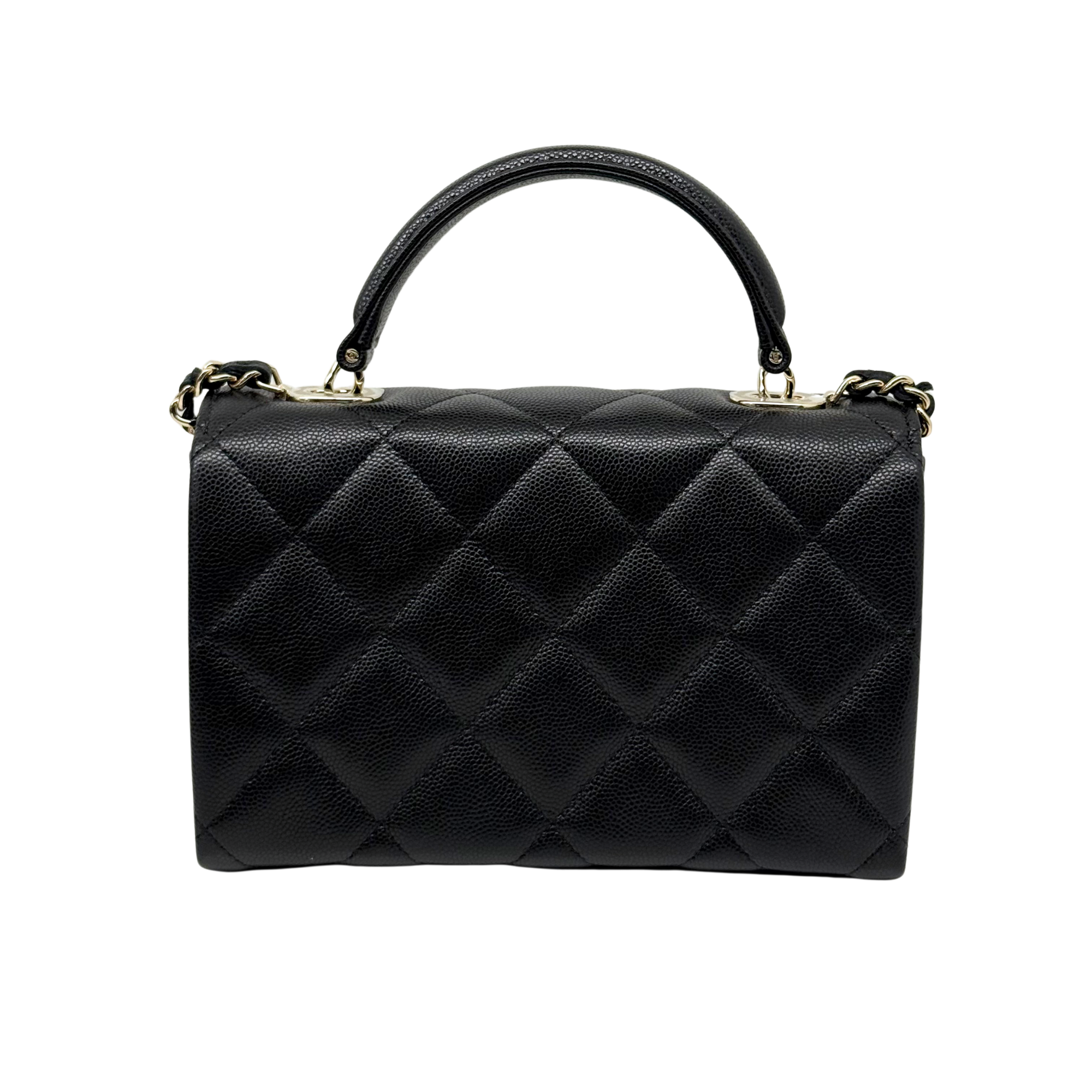 Chanel black bag top handle gold hardware