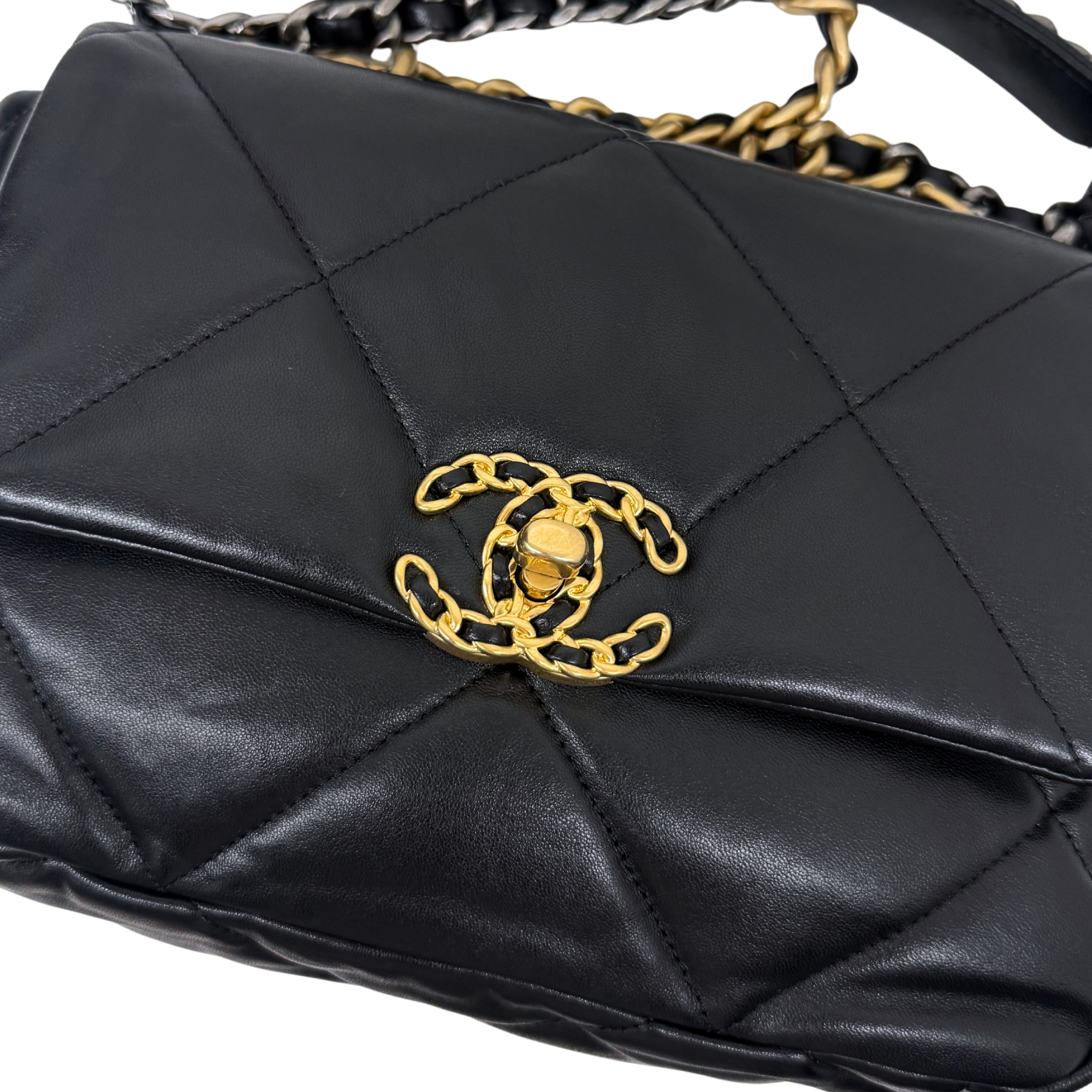 Chanel C19 Small Black Lambskin Leather Flap microchipped  (pre-owned)