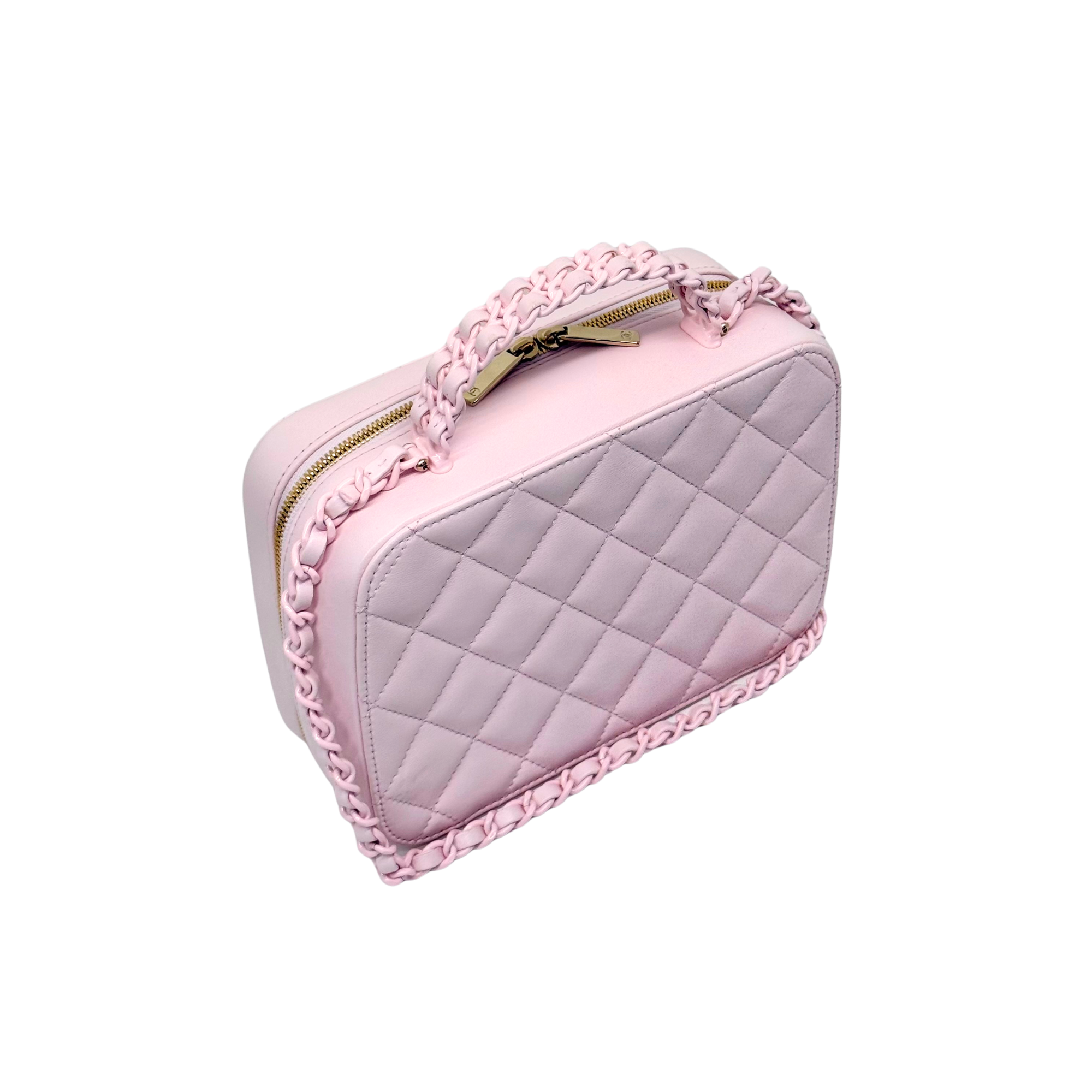Chanel Pink Vanity Case In Lambskin & Lacquered Metal Microchipped (pre-owned)