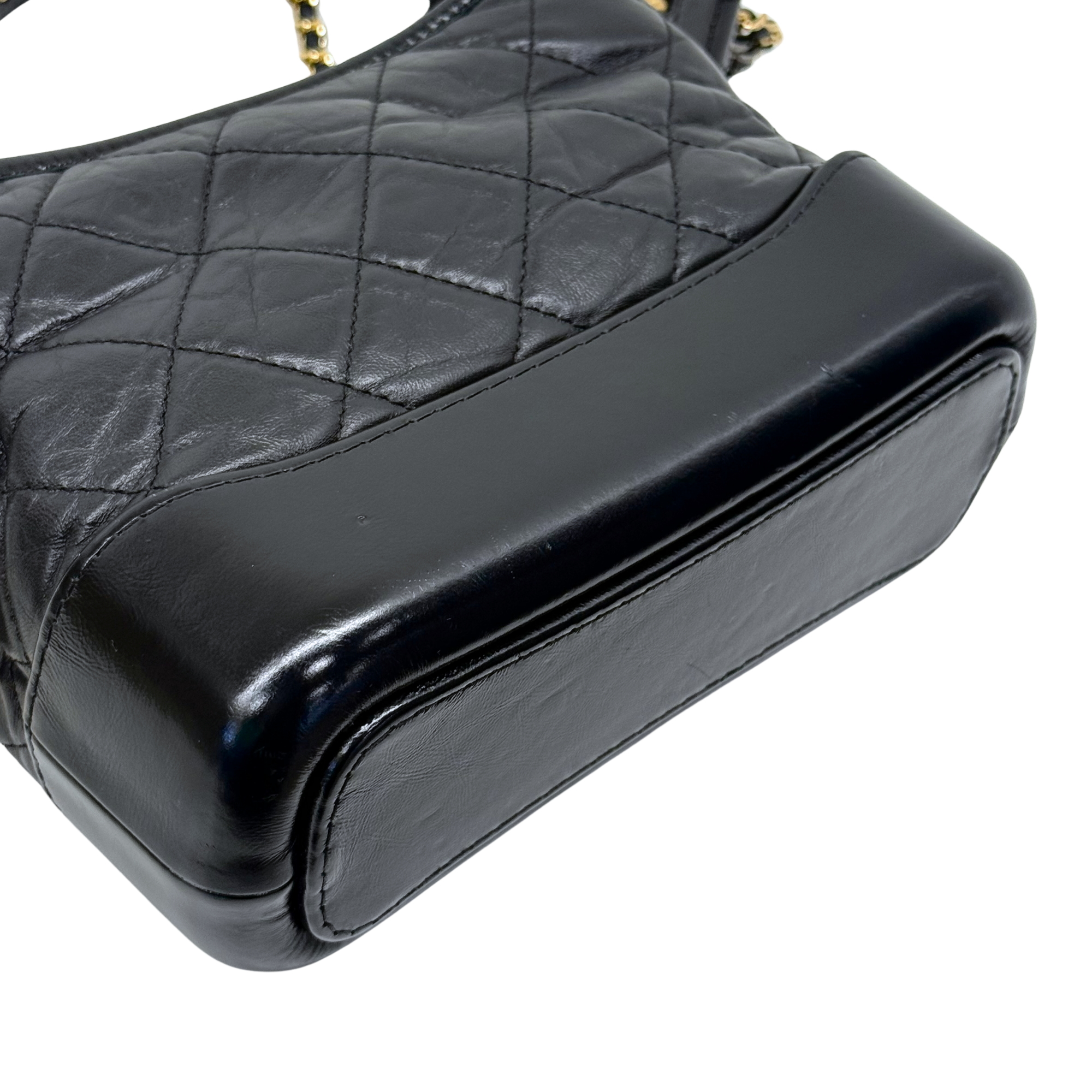 Chanel Black Aged Calfskin Quilted Small Gabrielle Hobo Bag (Pre-owned)