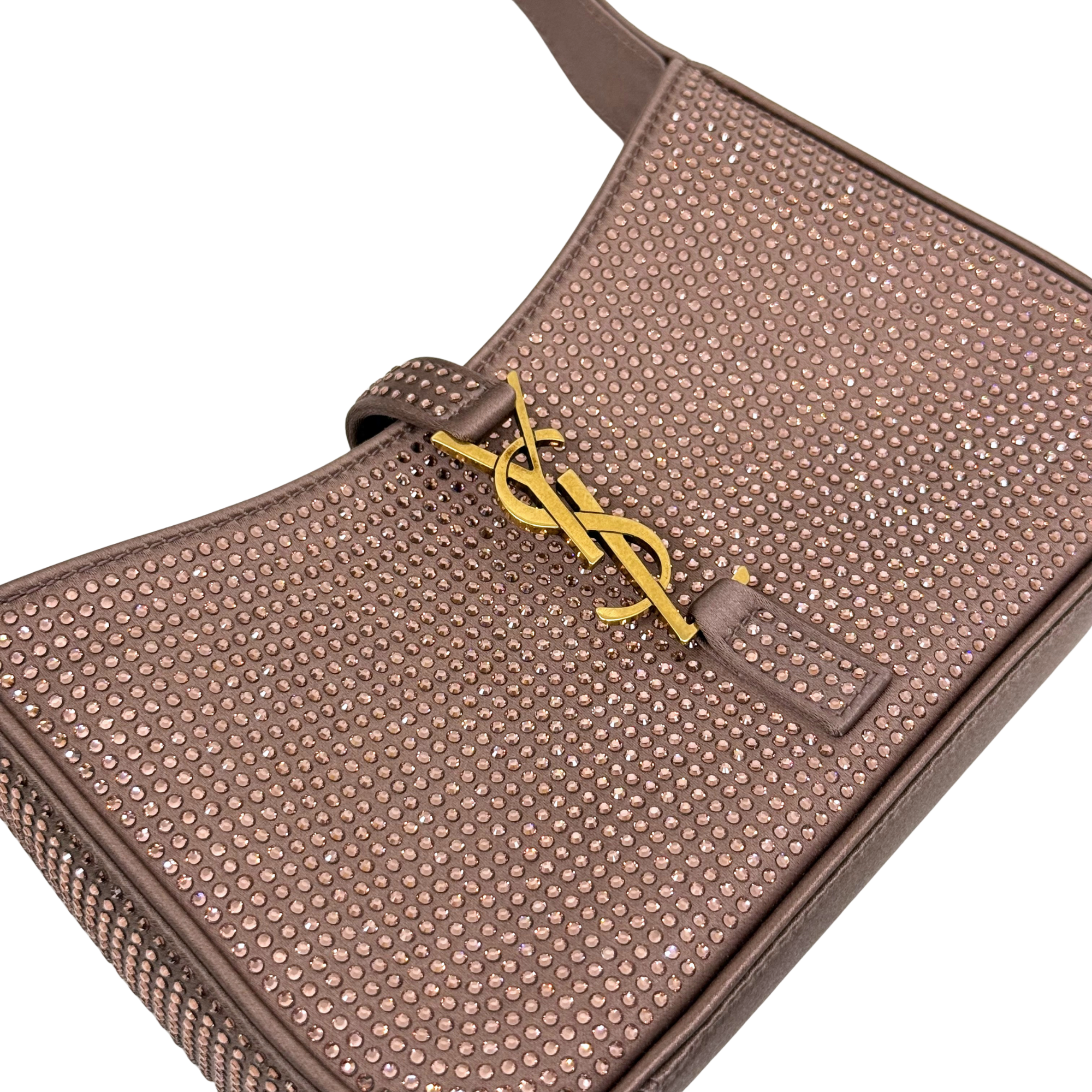 YSL Yves Saint Laurent Mini Le 5 À 7 Hobo Bag in Silk Satin & Crystals  (brand new)