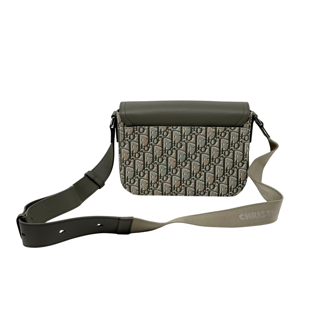 Olive Dior crossbody bag with Dior Oblique canvas and adjustable strap, flap top