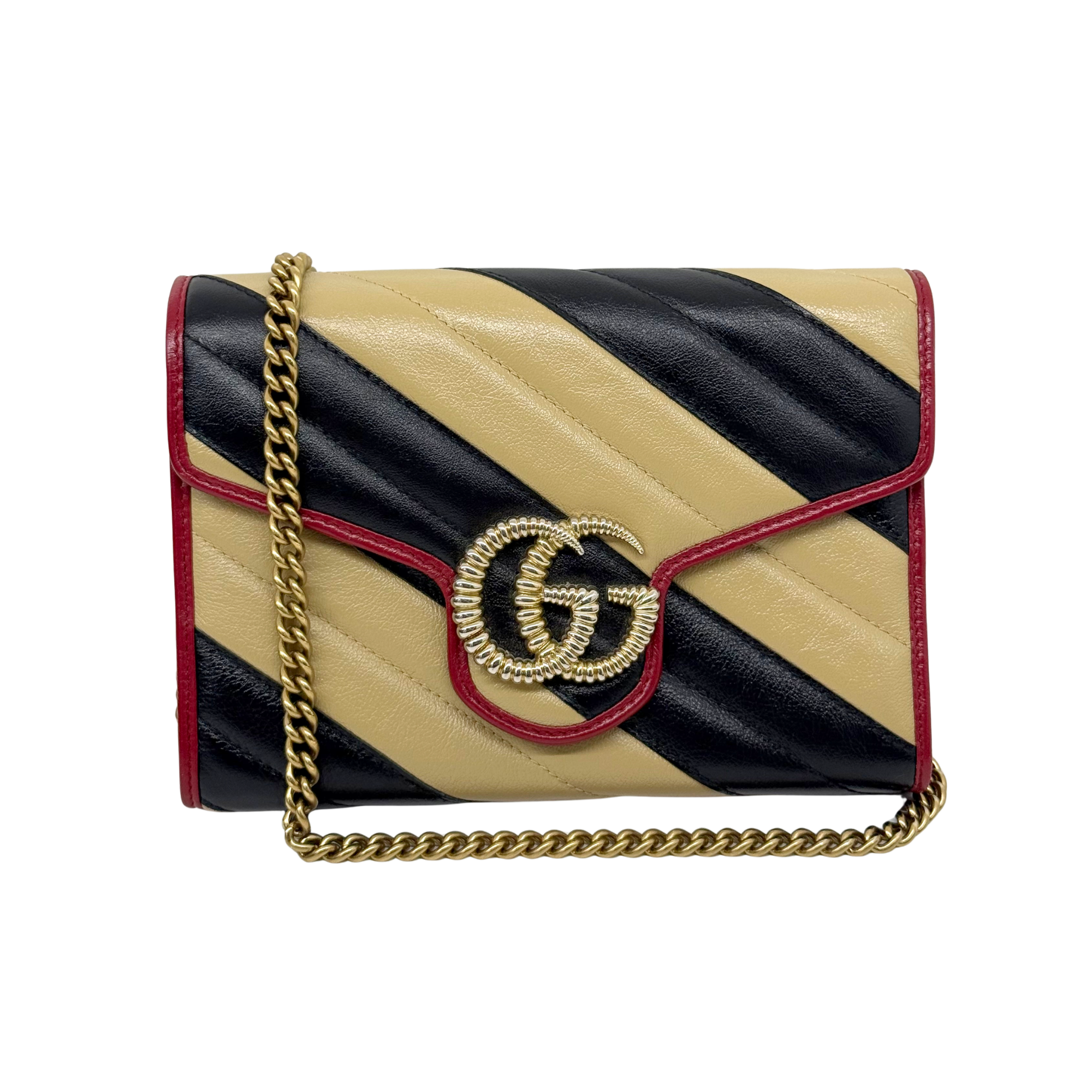 Gucci Bicolor Torchon GG Marmont Chain Wallet (pre-owned)