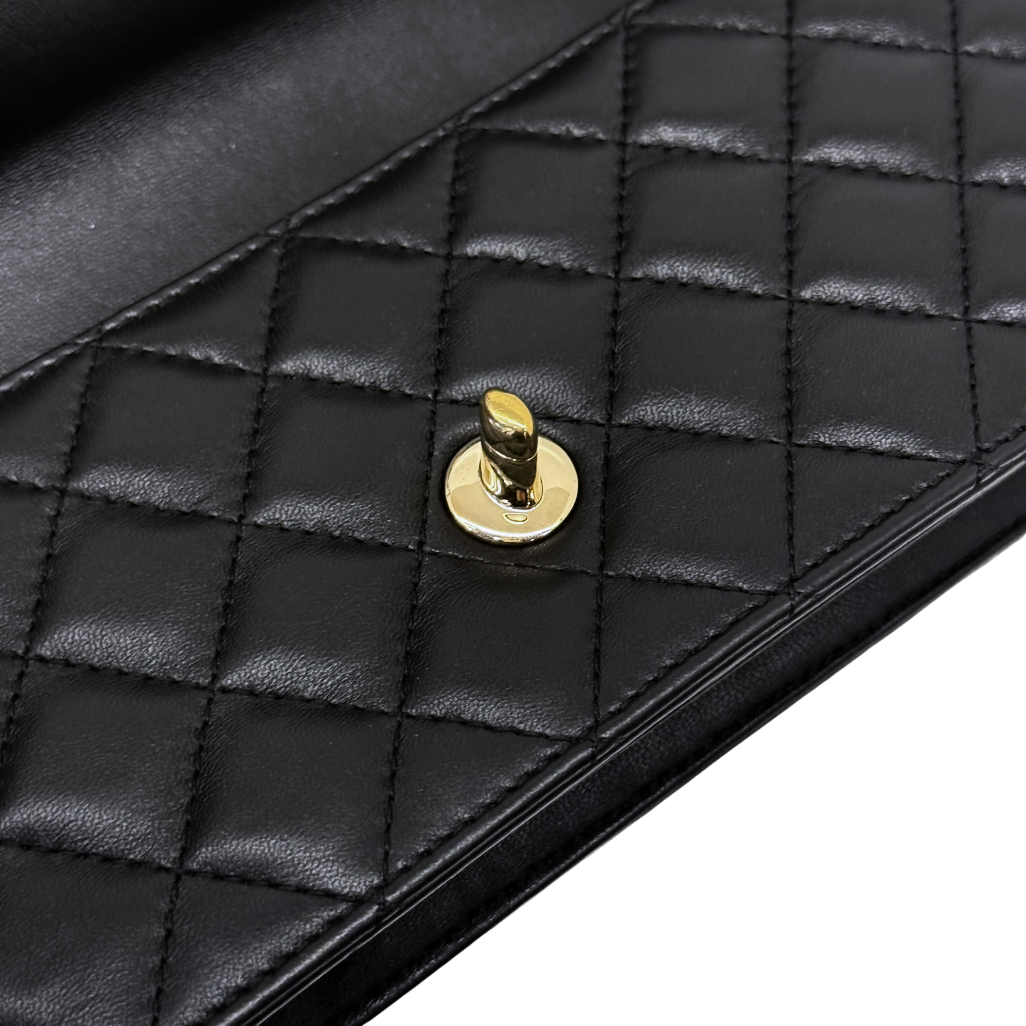 Chanel 2016-2017 East West Flap Pearl Strap Black Lambbskin (pre-owned)