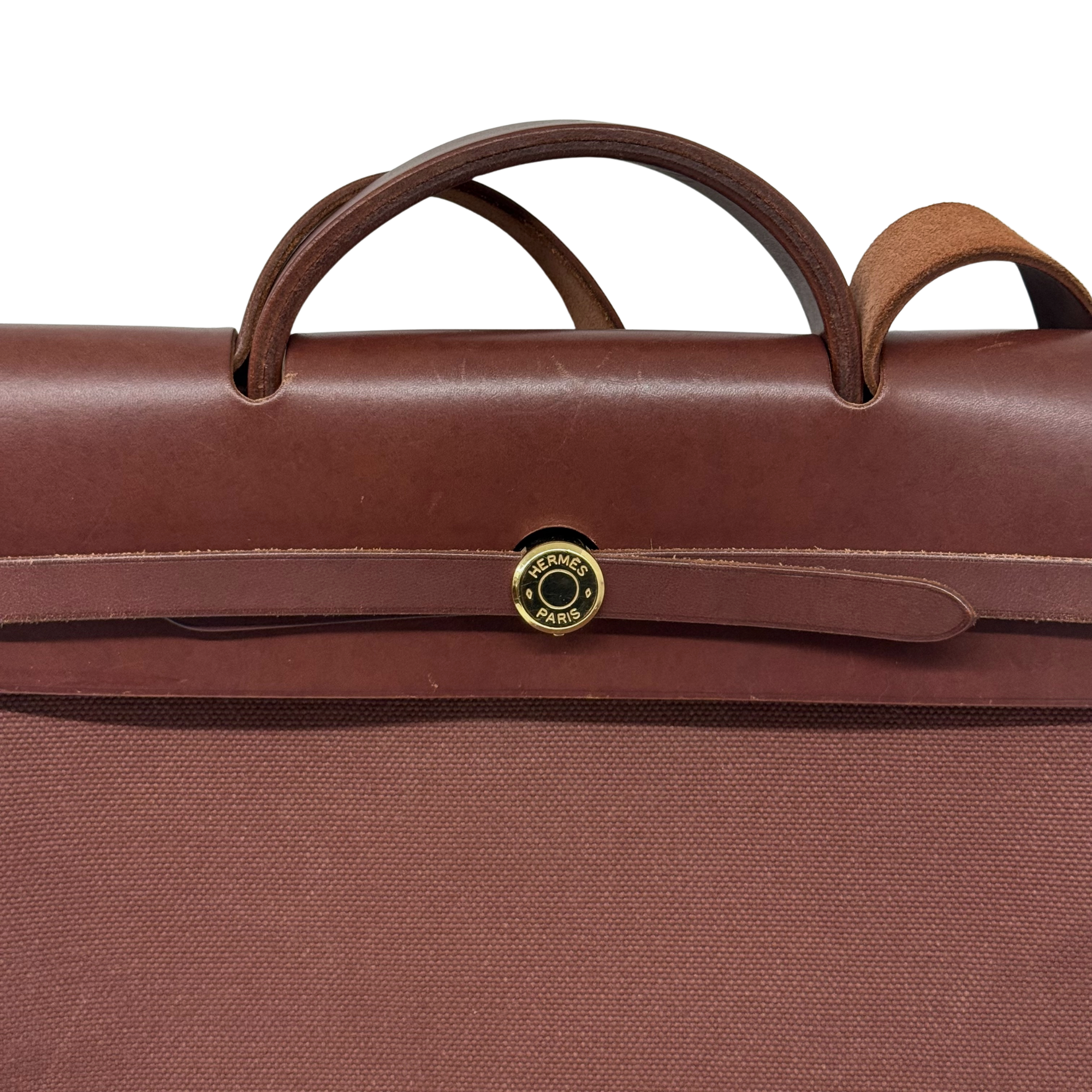 Hermes Toile Calfskin Herbag 39 GM Rouge H (pre-owned)