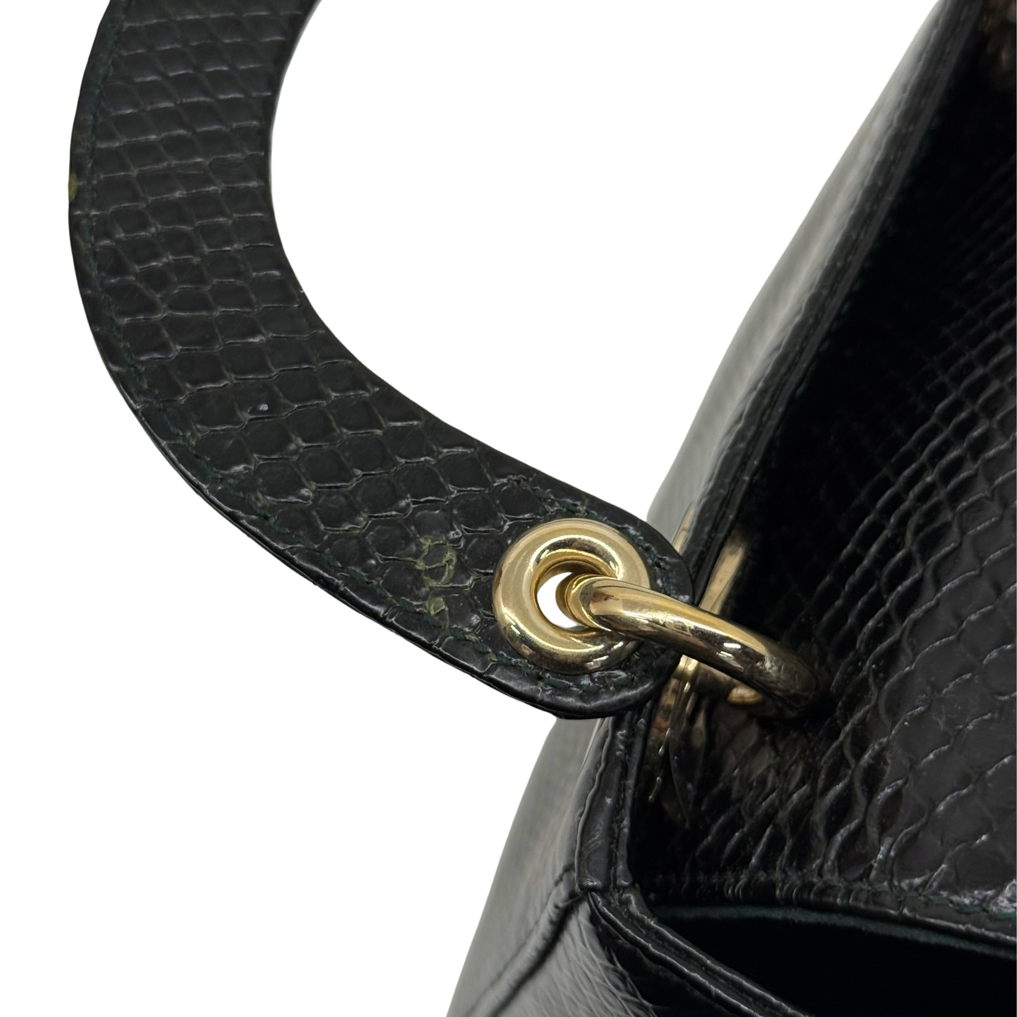 Christian Dior Black Shiny Snakeskin Lady Dior Mini Bag (pre-owned)