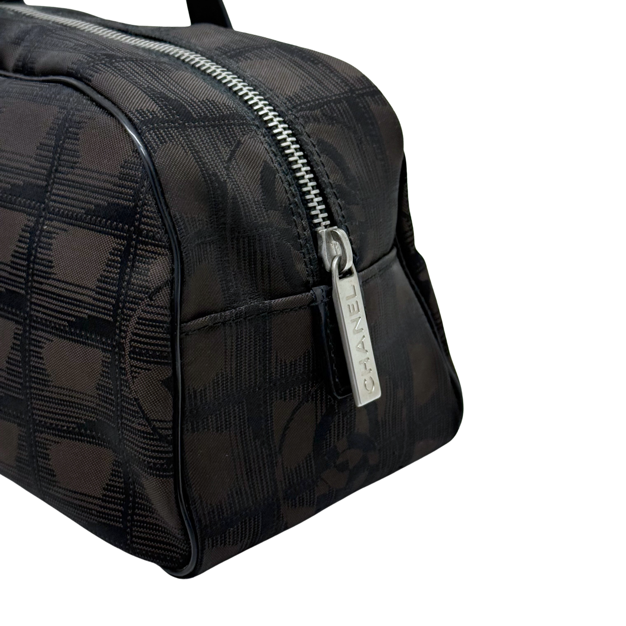 Chanel Travel Line Black Printed Nylon Bowler (pre-owned)