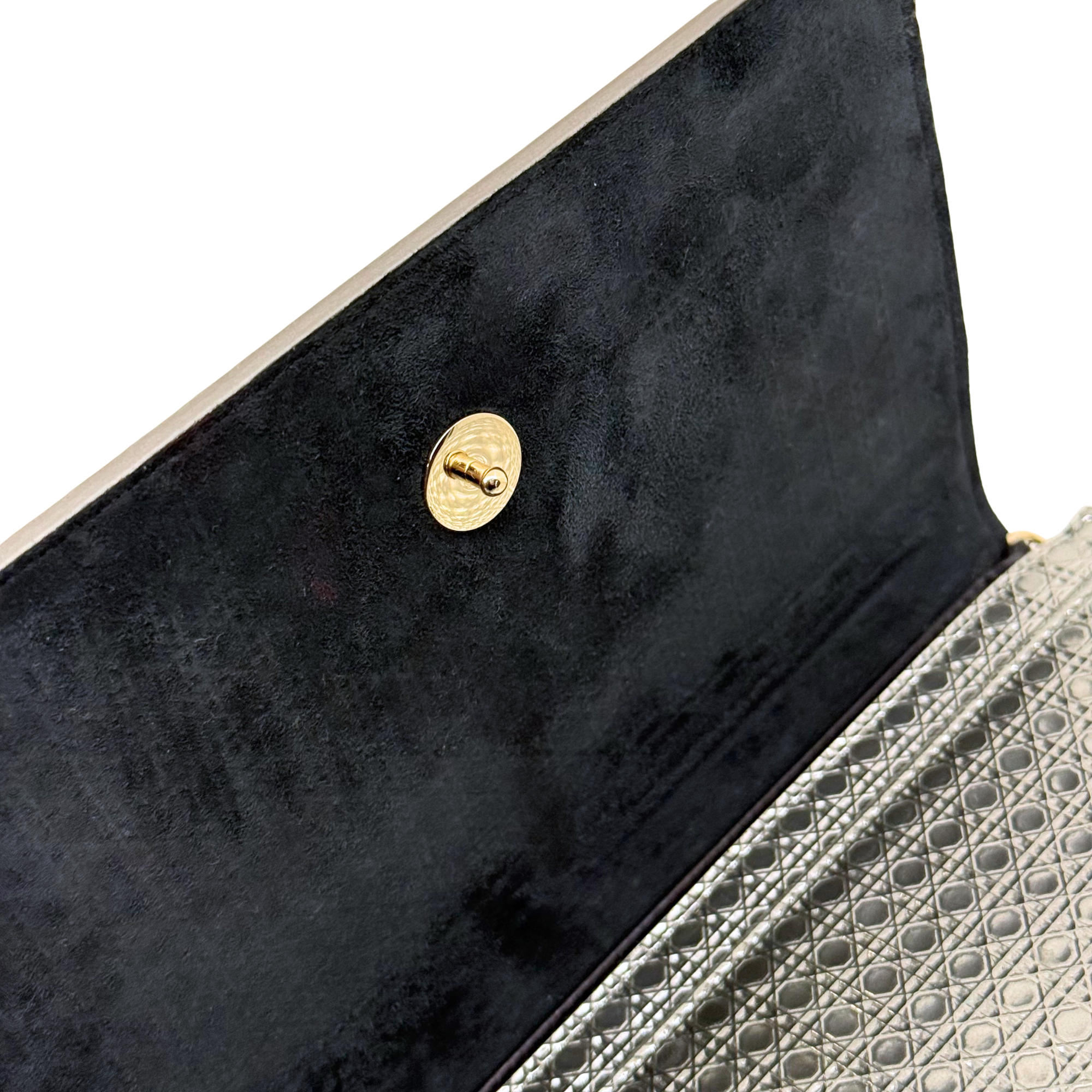 Christian Dior Metallic Silver Micro Cannage 30 Montaigne 2-in-1 Pouch (pre-owned)
