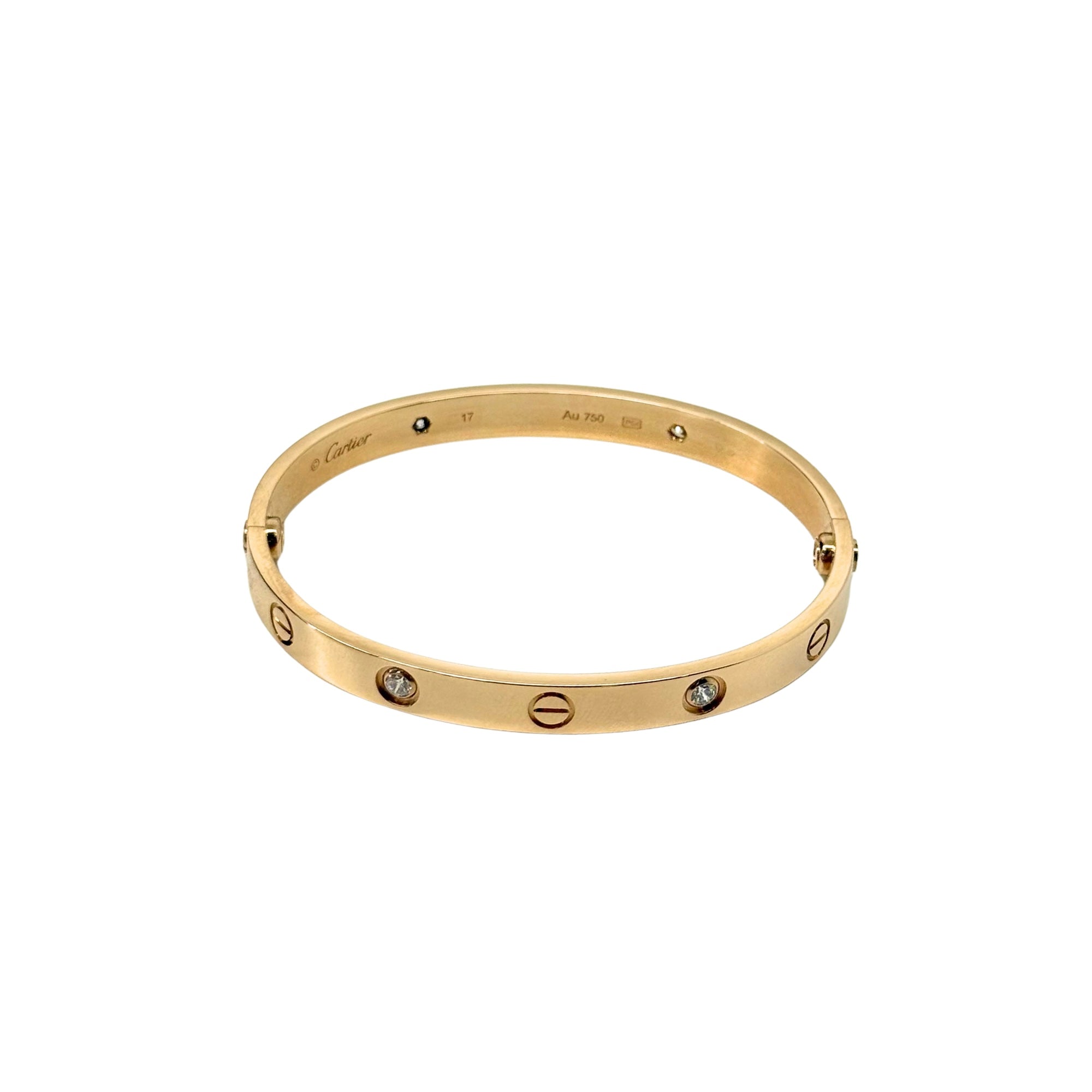 Cartier Love Bracelet, Classic Model, Brushed, 4 Diamonds (pre-owned)