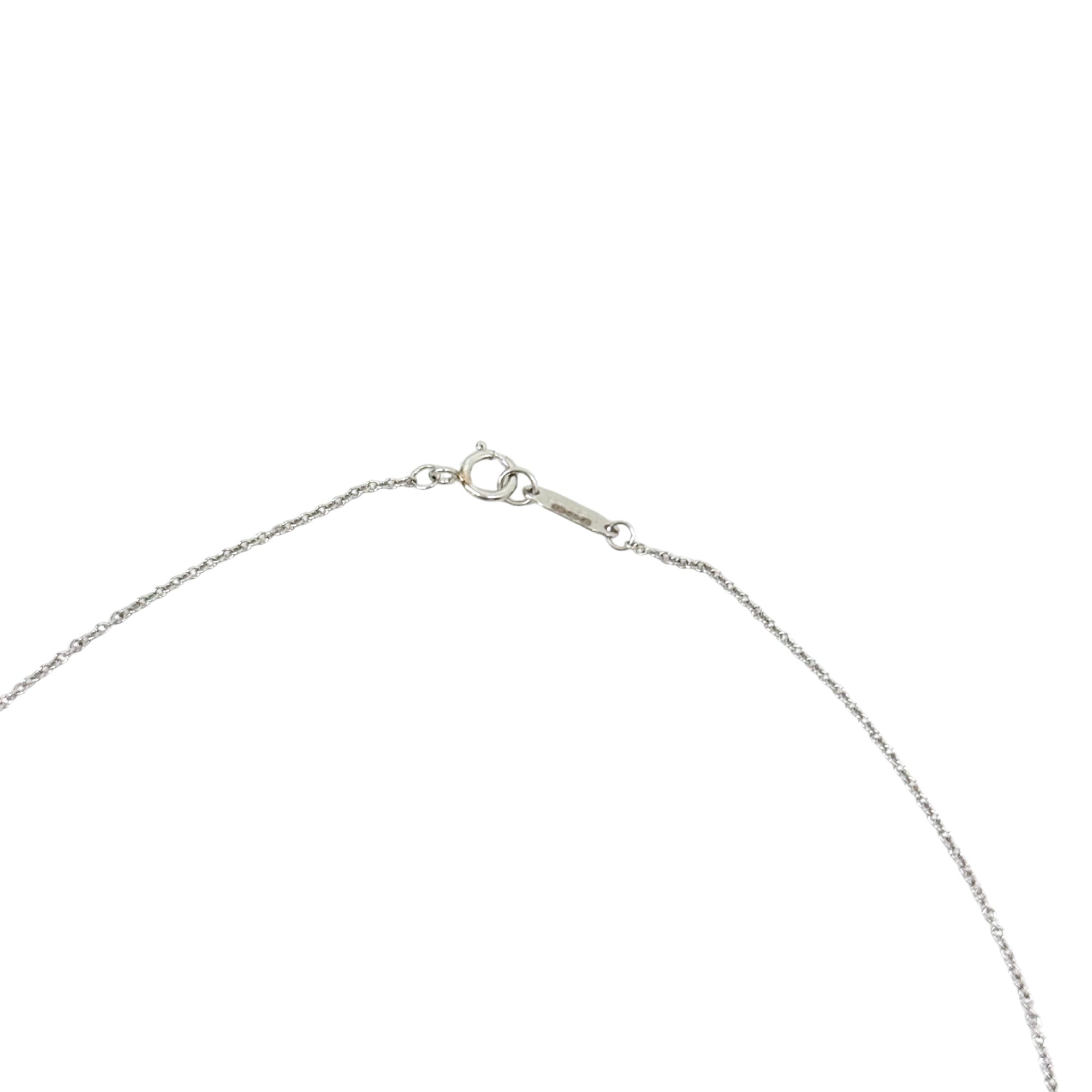 Silver-tone necklace chain and spring-ring clasp viewed from side
