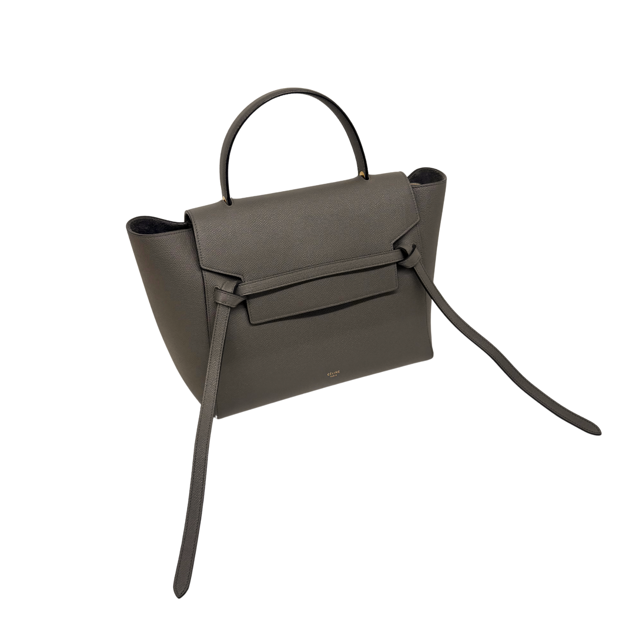 Celine Grey Leather Mini Belt Top Handle Bag (pre-owned)