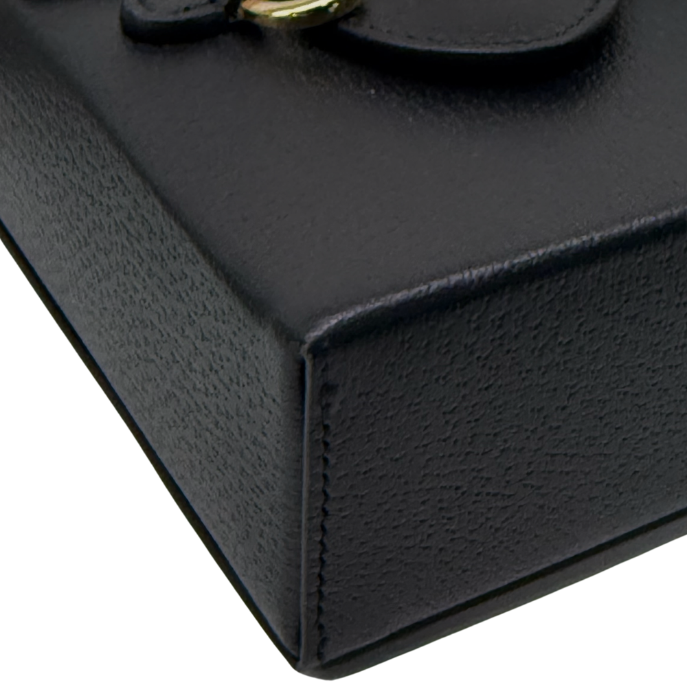 Gucci black leather mini bag corner with stitched edge detail