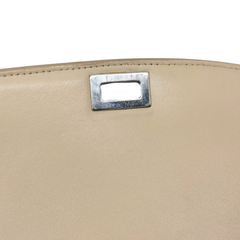 Beige Celine box shoulder bag metal front hardware detail