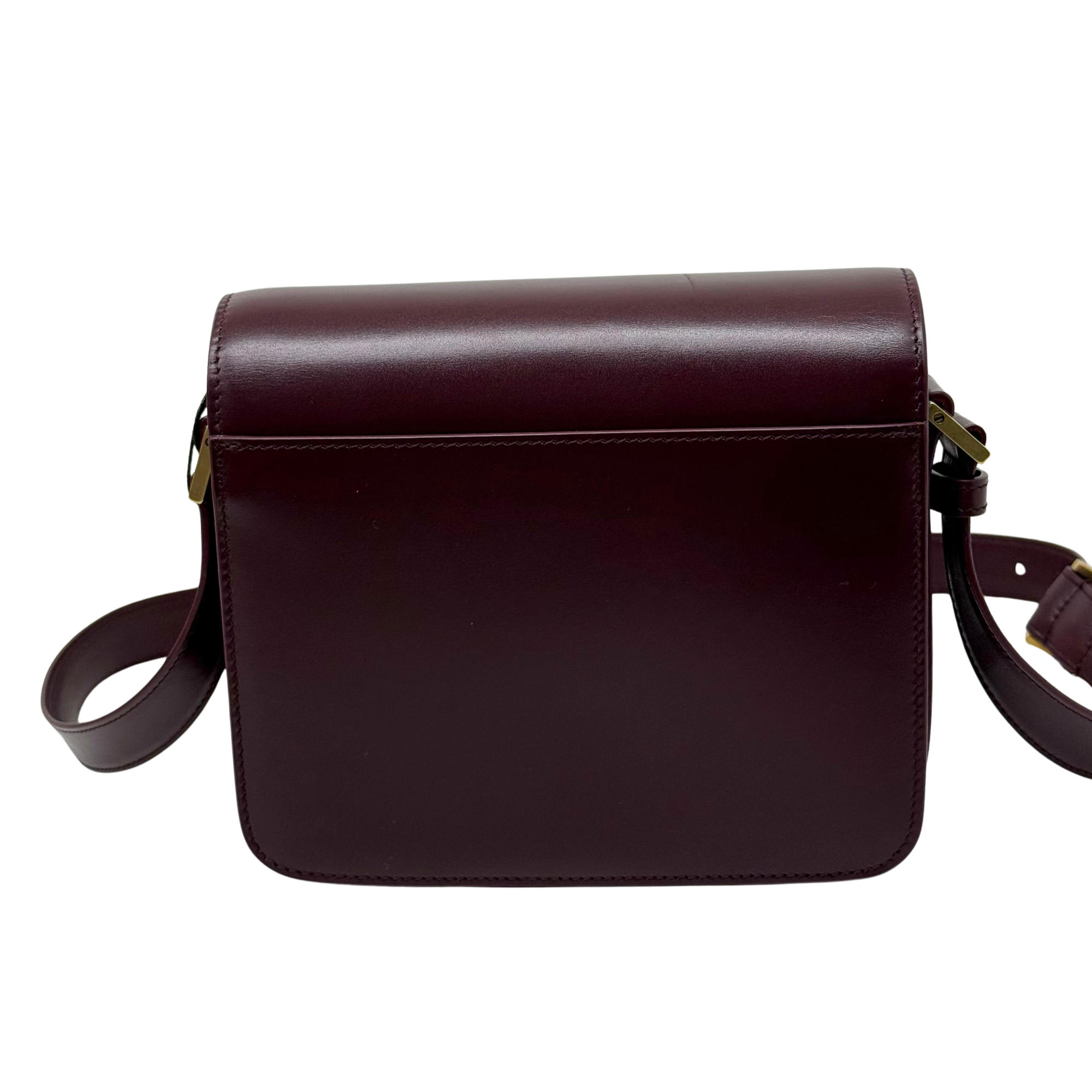 Saint Laurent Le 61 Besace bag with flap and adjustable crossbody strap in burgundy