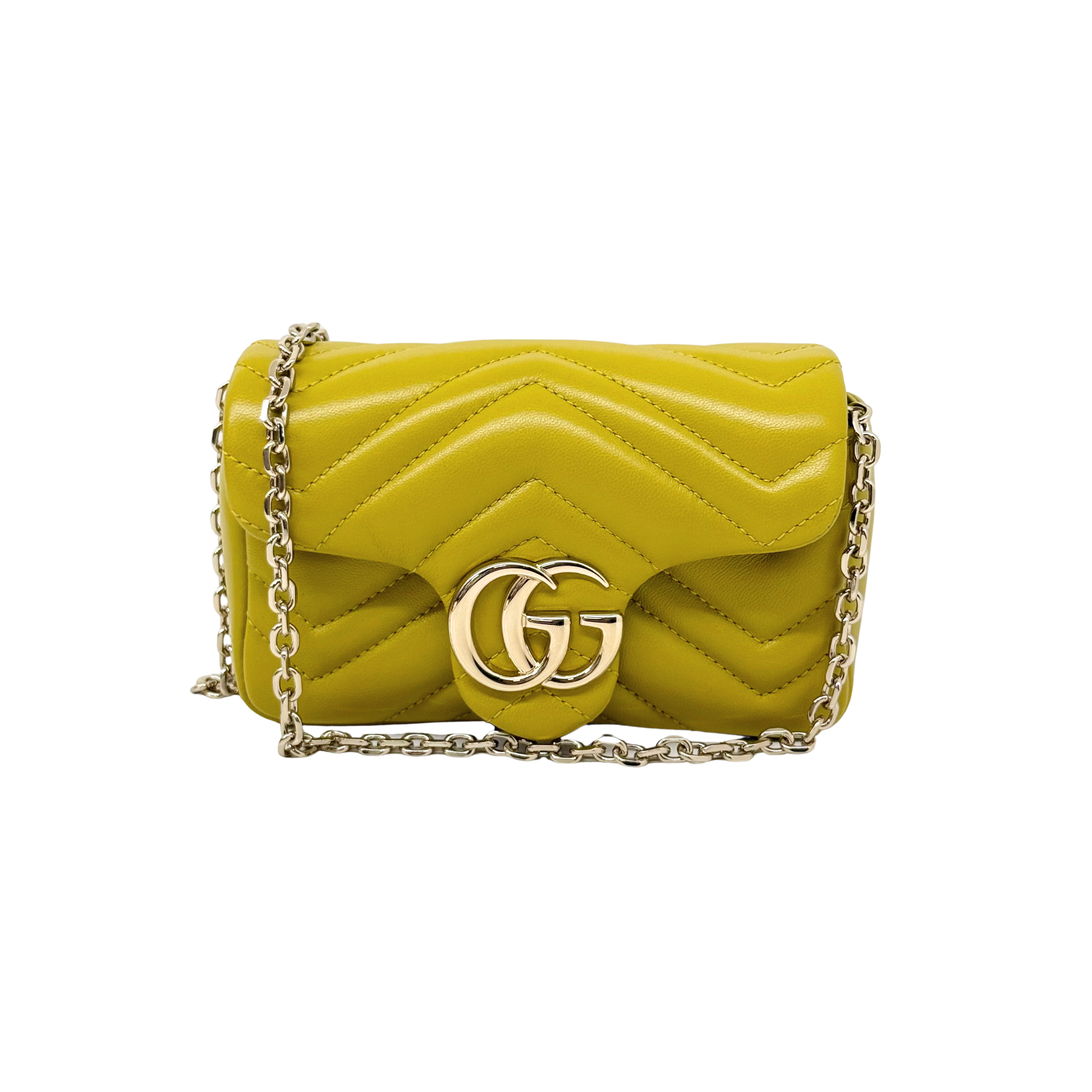 Gucci GG Marmont matelassé leather yellow mini bag (brand new)