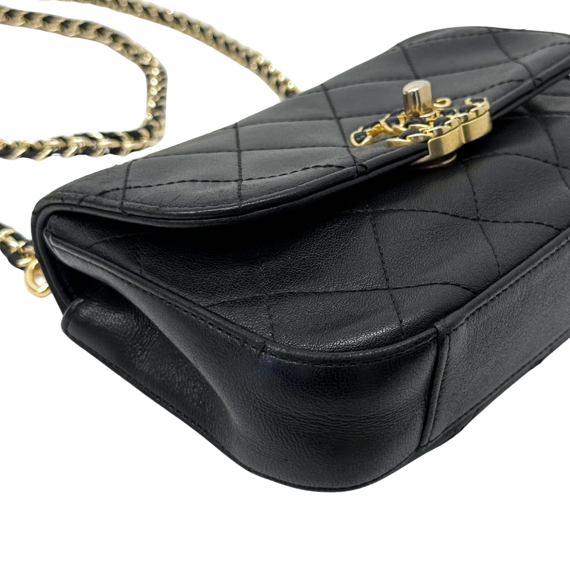 Chanel Lambskin Quilted Chain Infinity Waist Belt Bag (pre-owned)