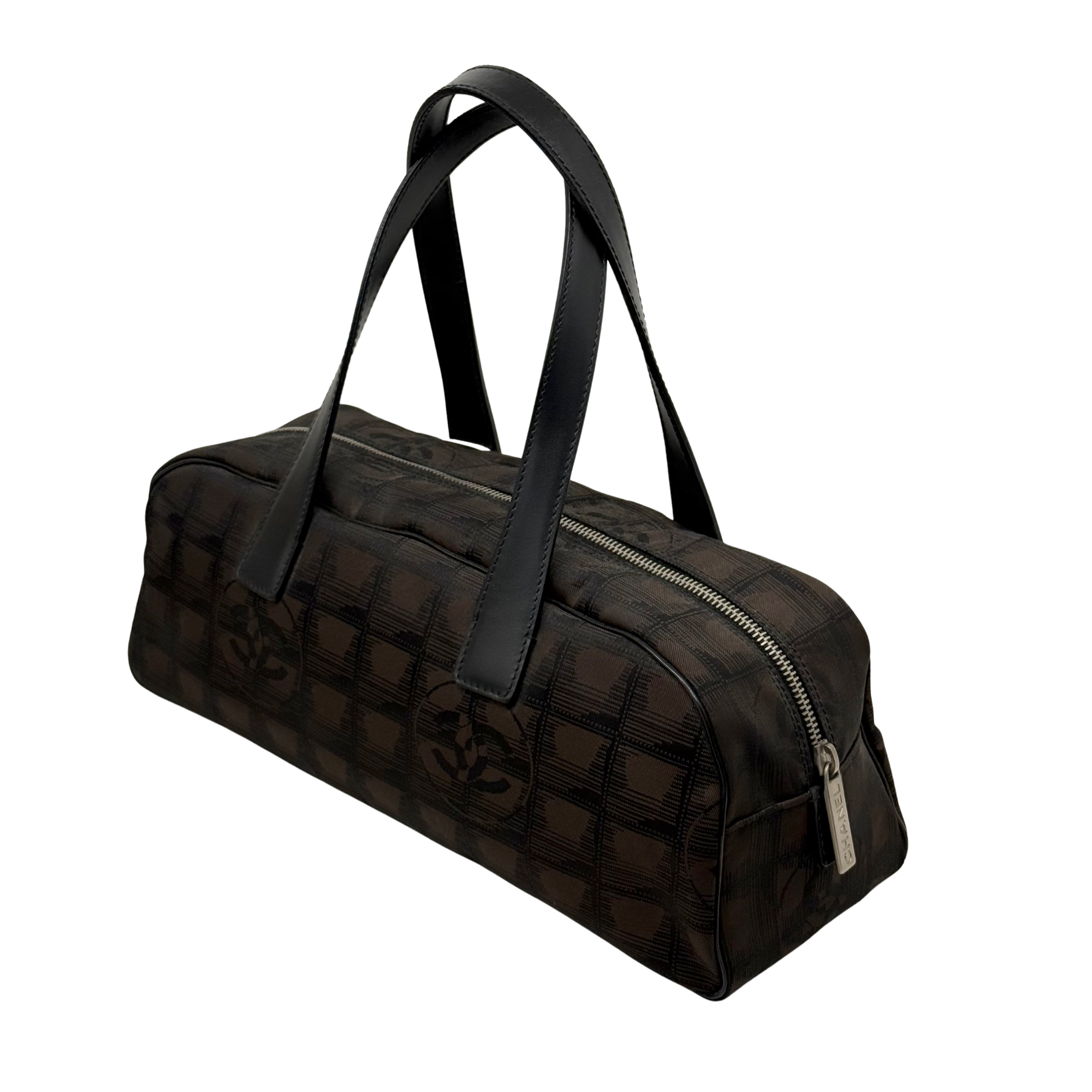 Chanel Travel Line Black Printed Nylon Bowler (pre-owned)