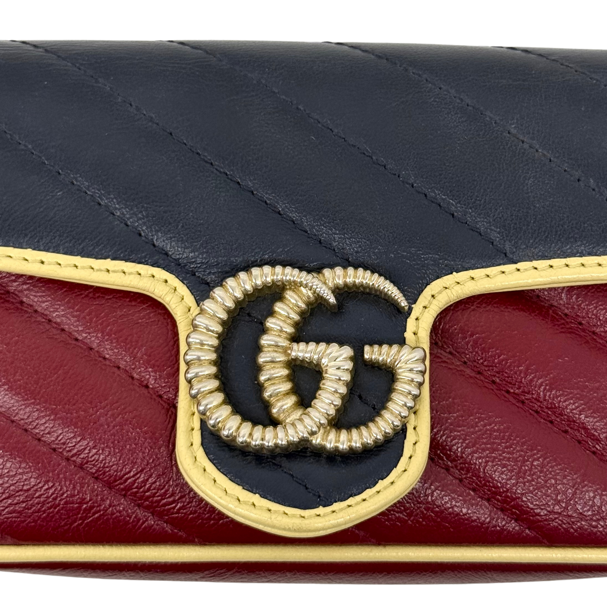 Gucci Tricolor GG Marmont Diagonal Striped Super Mini Bag (pre-owned)