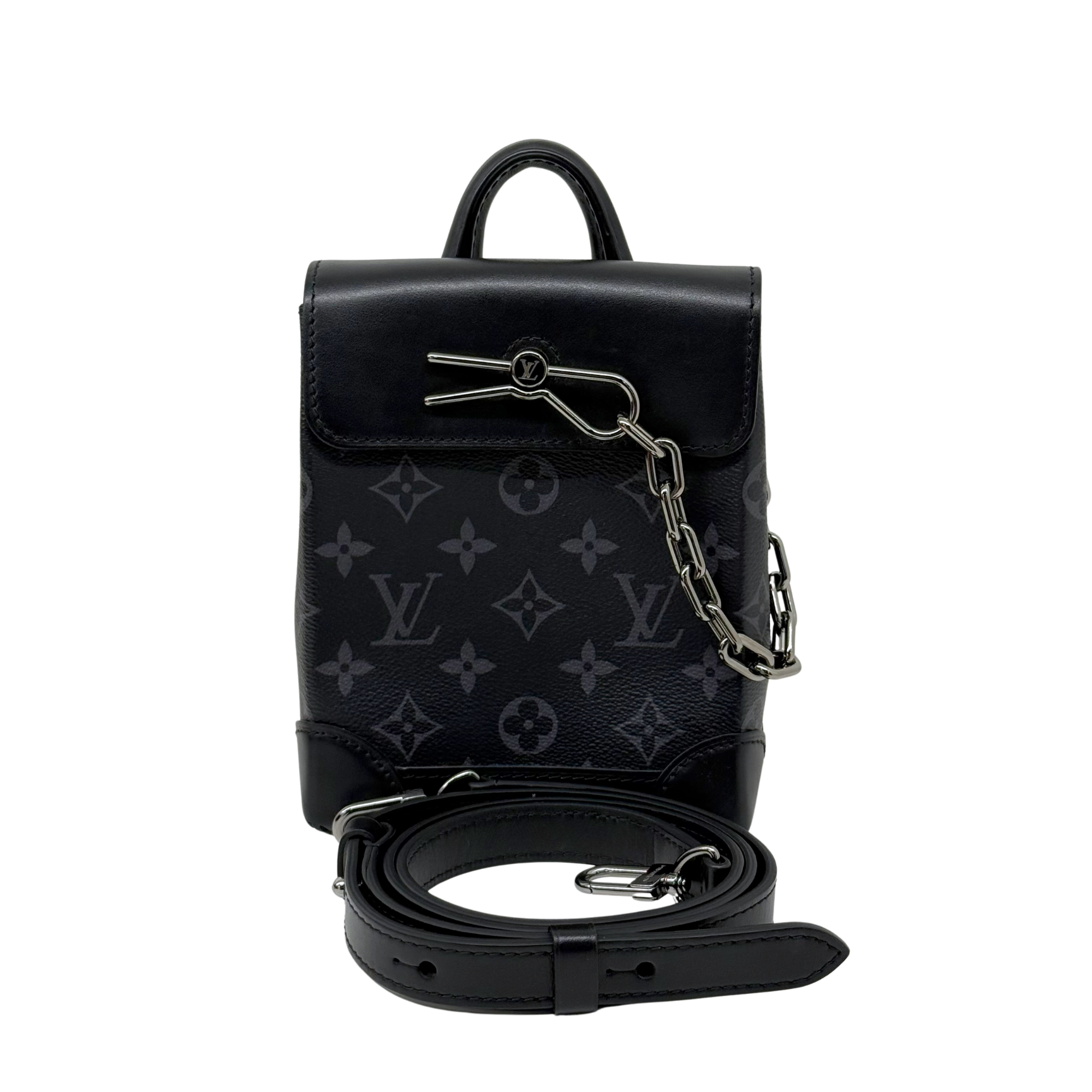 Louis Vuitton Nano Steamer Black Monogram Canvas Top Handle Bag (pre-owned)