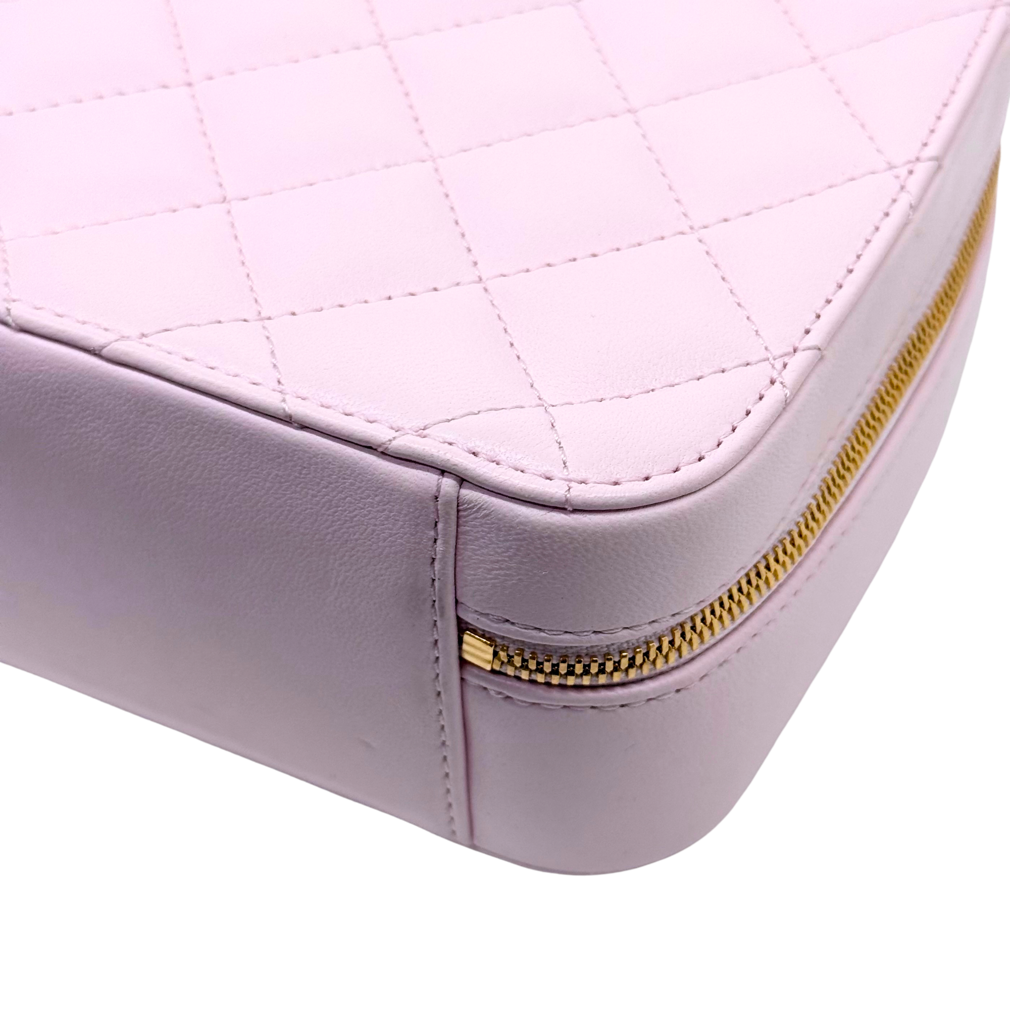 Chanel Pink Vanity Case In Lambskin & Lacquered Metal Microchipped (pre-owned)