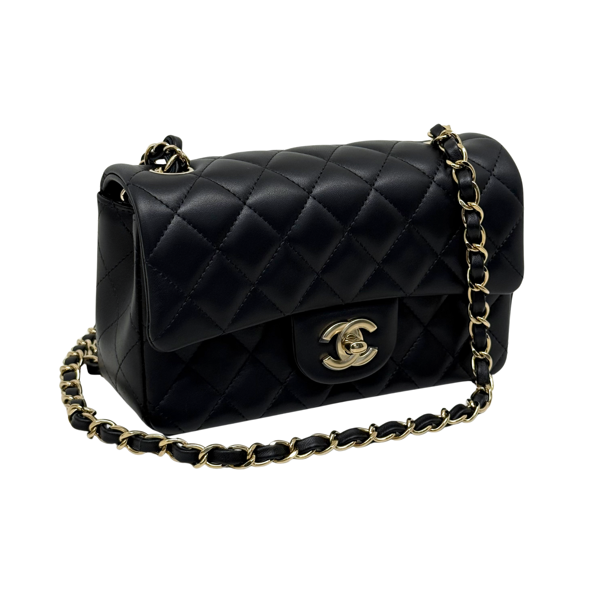 Chanel black bag soft leather gold hardware