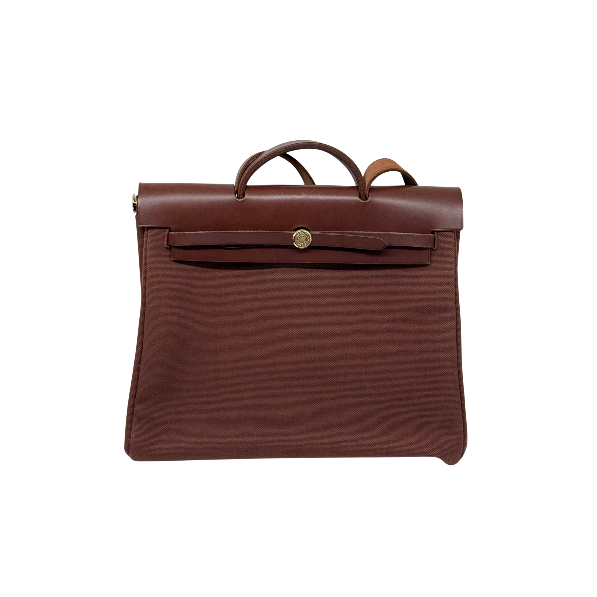 Hermes Toile Calfskin Herbag 39 GM Rouge H (pre-owned)
