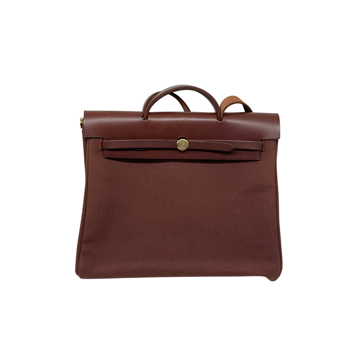 Hermes Toile Calfskin Herbag 39 GM Rouge H (pre-owned)