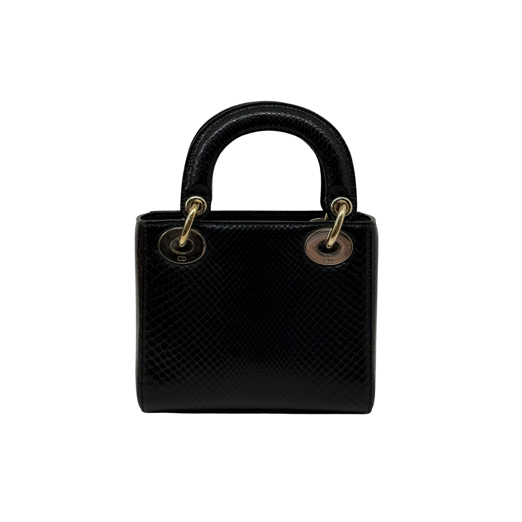 Christian Dior Black Shiny Snakeskin Lady Dior Mini Bag (pre-owned)