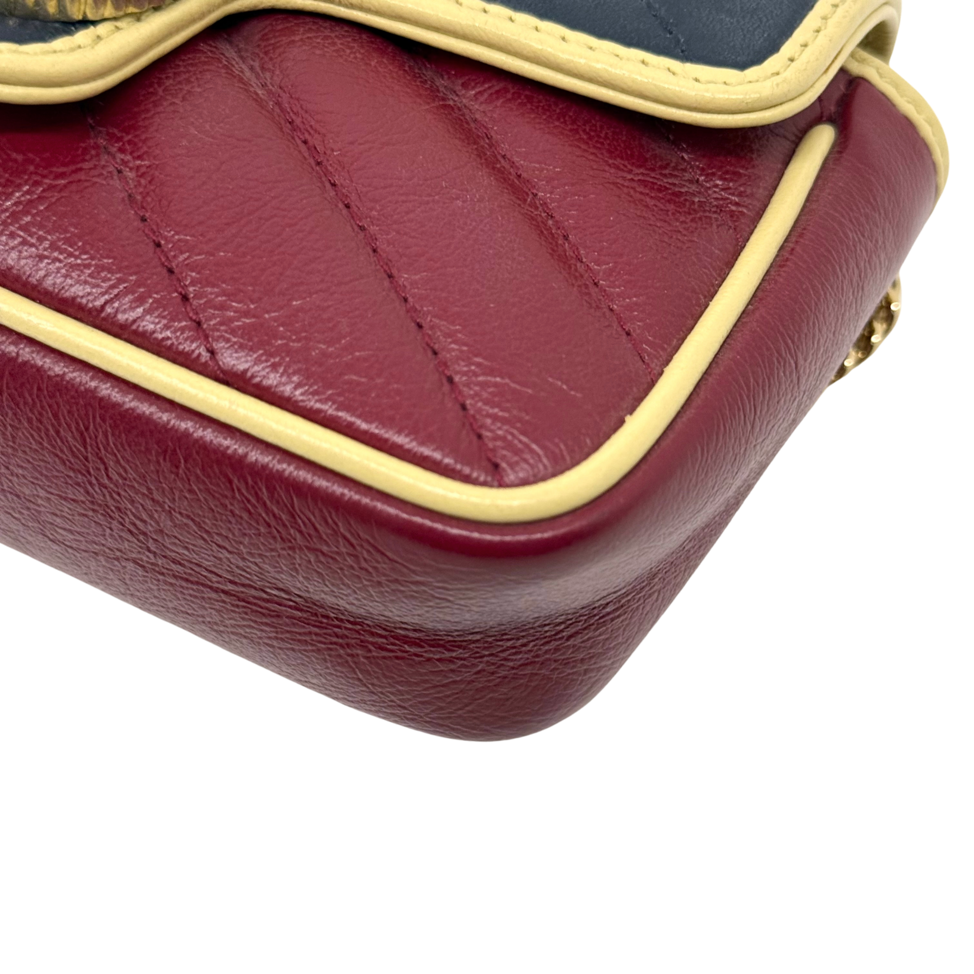 Gucci Tricolor GG Marmont Diagonal Striped Super Mini Bag (pre-owned)