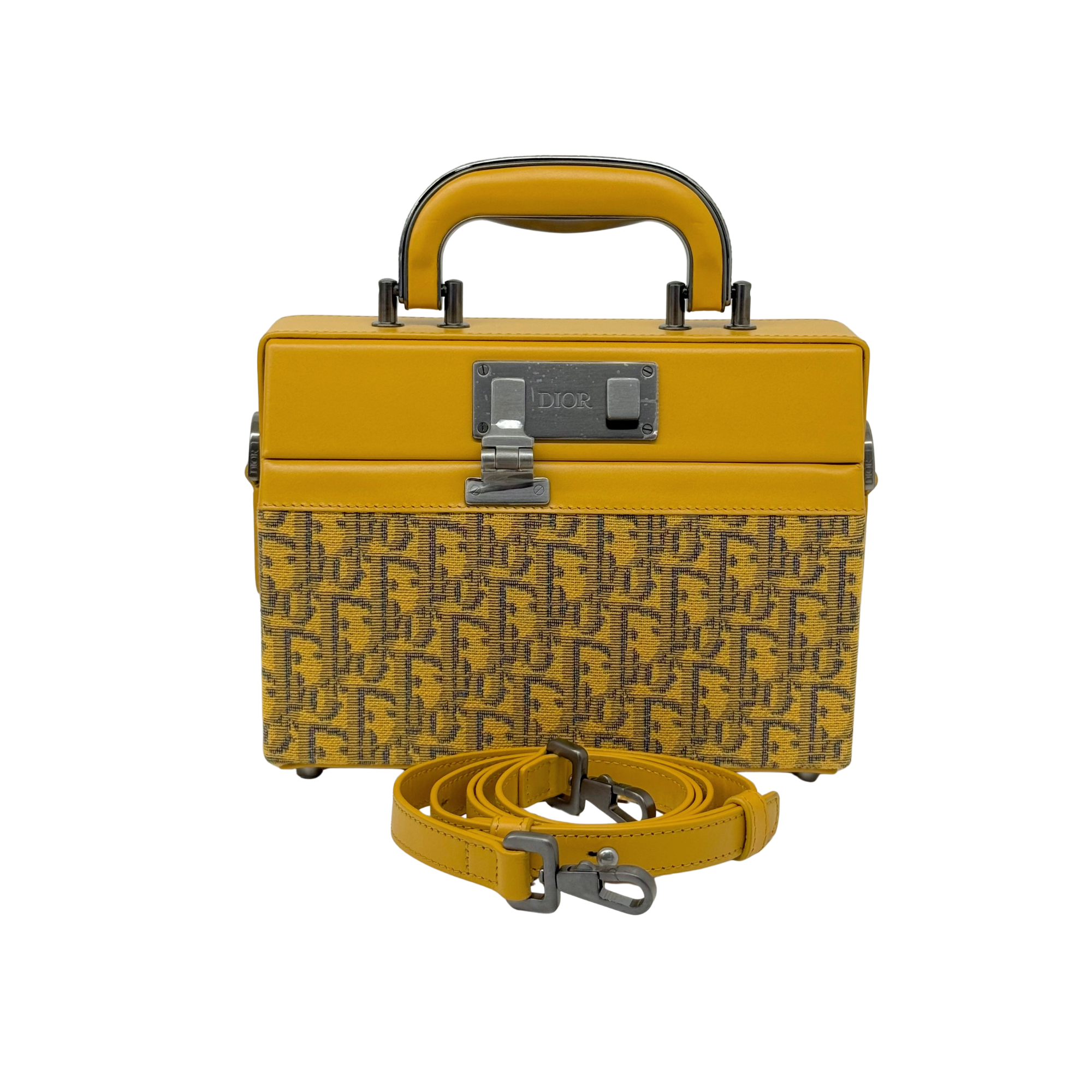 Dior shoulder bag in yellow monogram canvas Oblique and yellow leather (brand new)