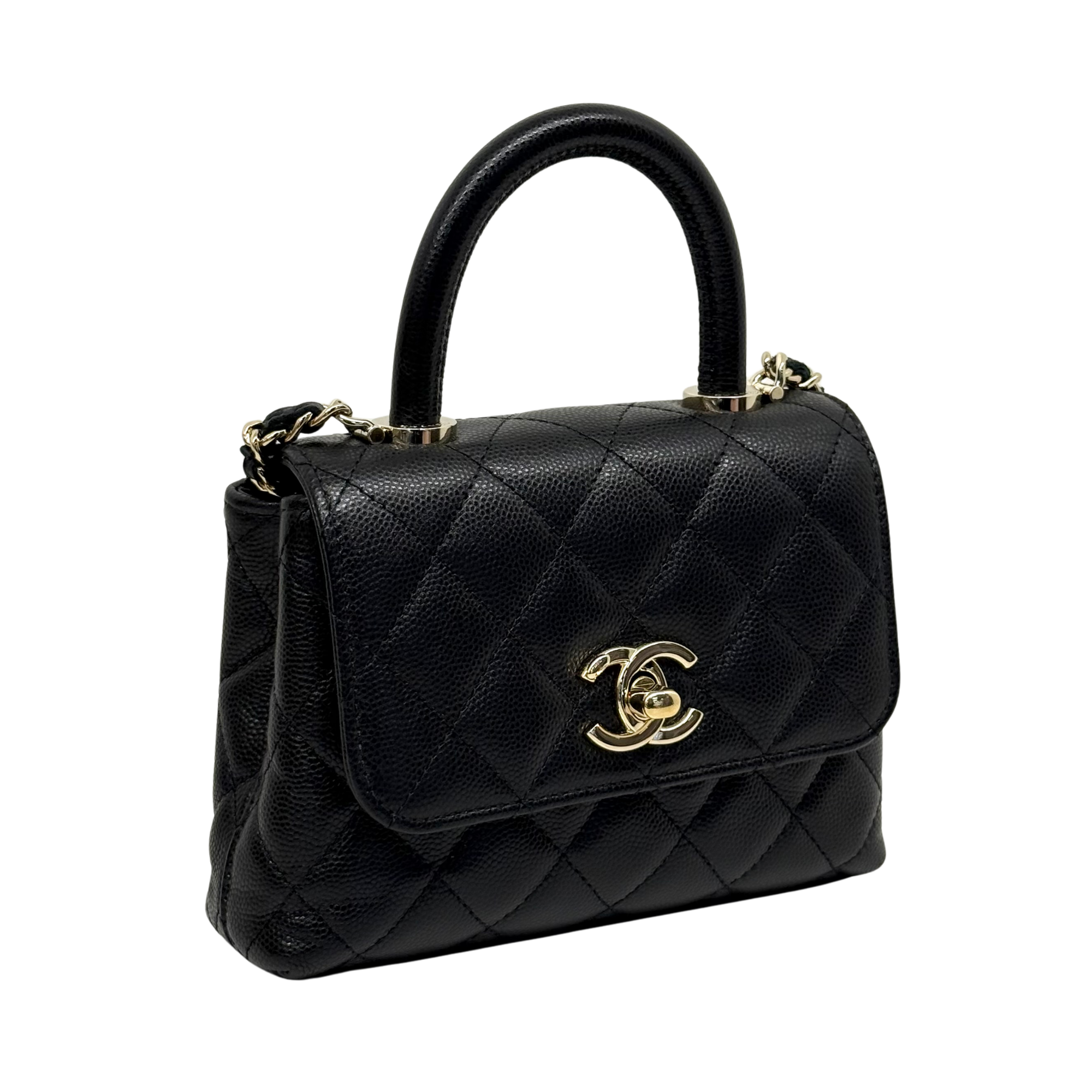 Chanel top handle black caviar