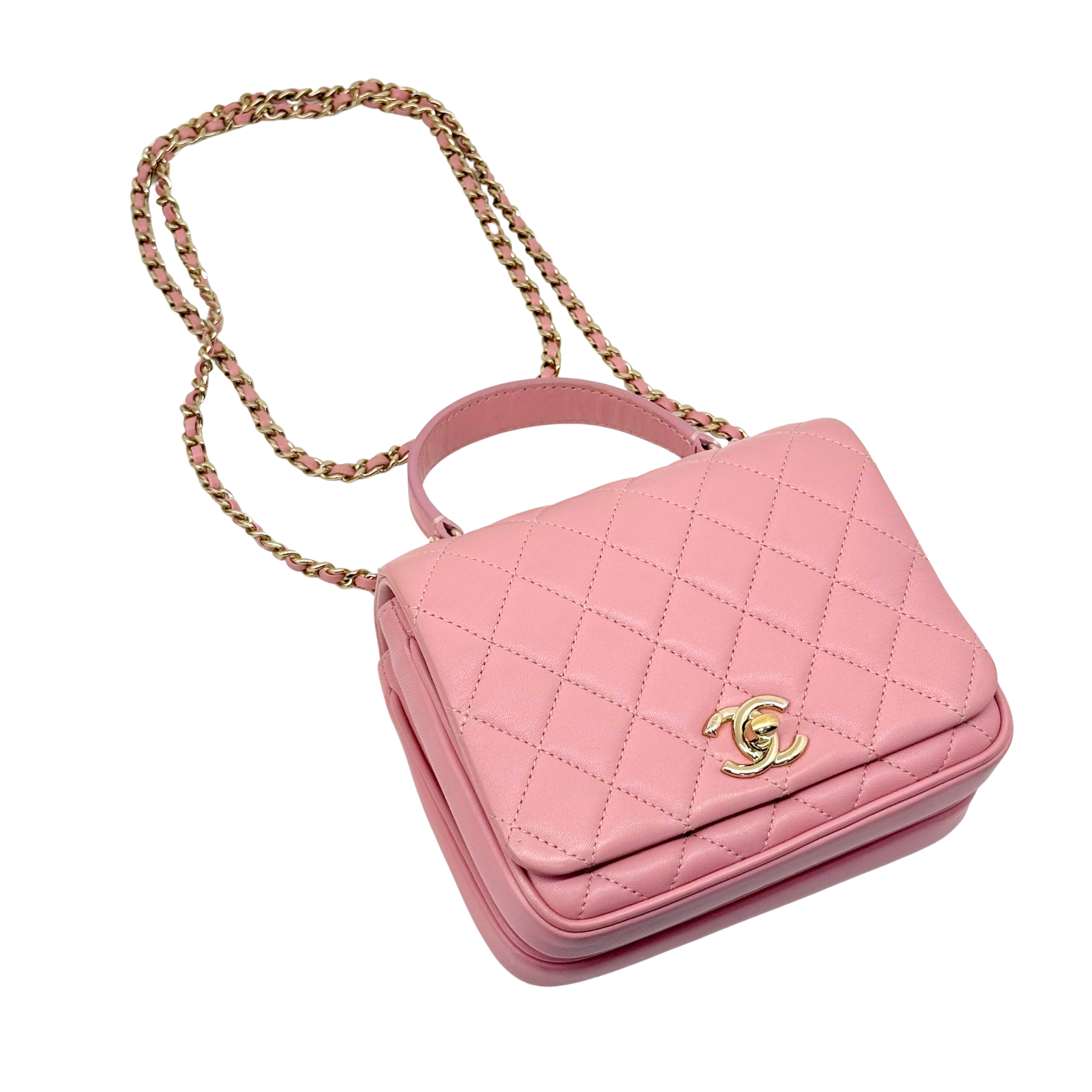 Chanel salmon pink top handle bag