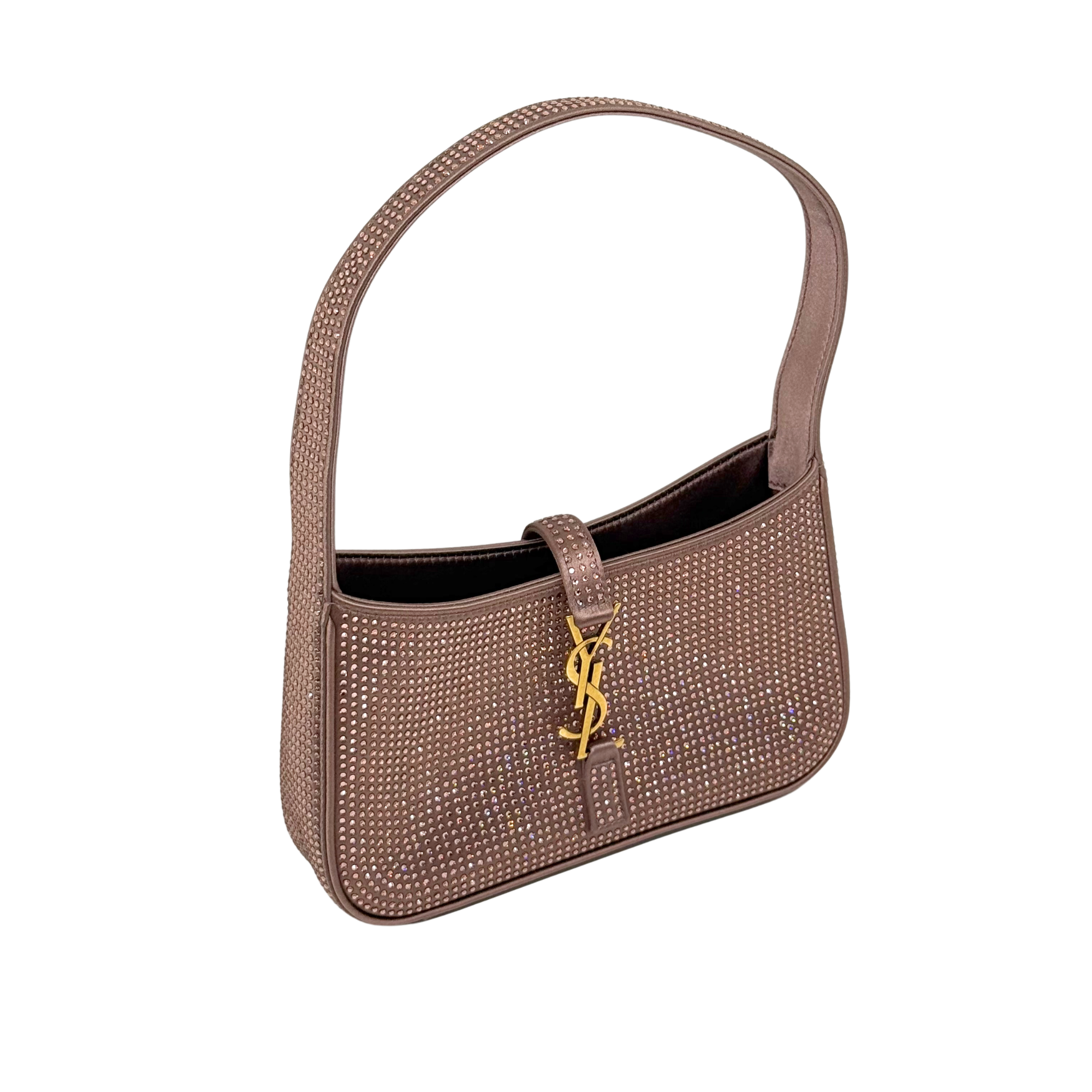 YSL Yves Saint Laurent Mini Le 5 À 7 Hobo Bag in Silk Satin & Crystals  (brand new)