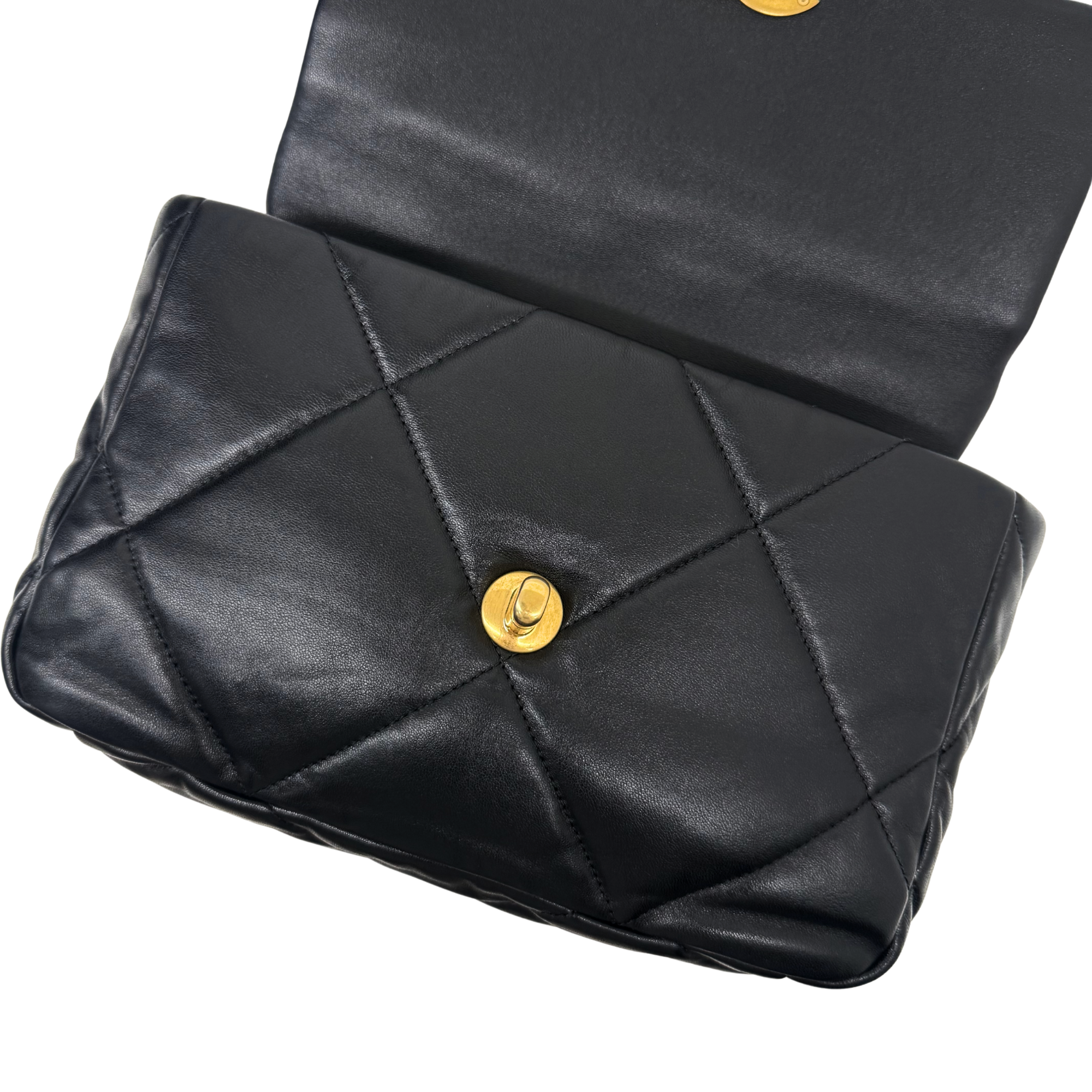 Chanel C19 Small Black Lambskin Leather Flap microchipped  (pre-owned)