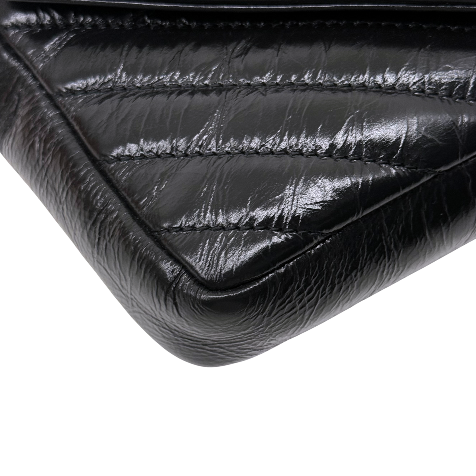 YSL Saint Laurent Black Mini College Chain Quilted Shoulder Bag in Leather (brand new)