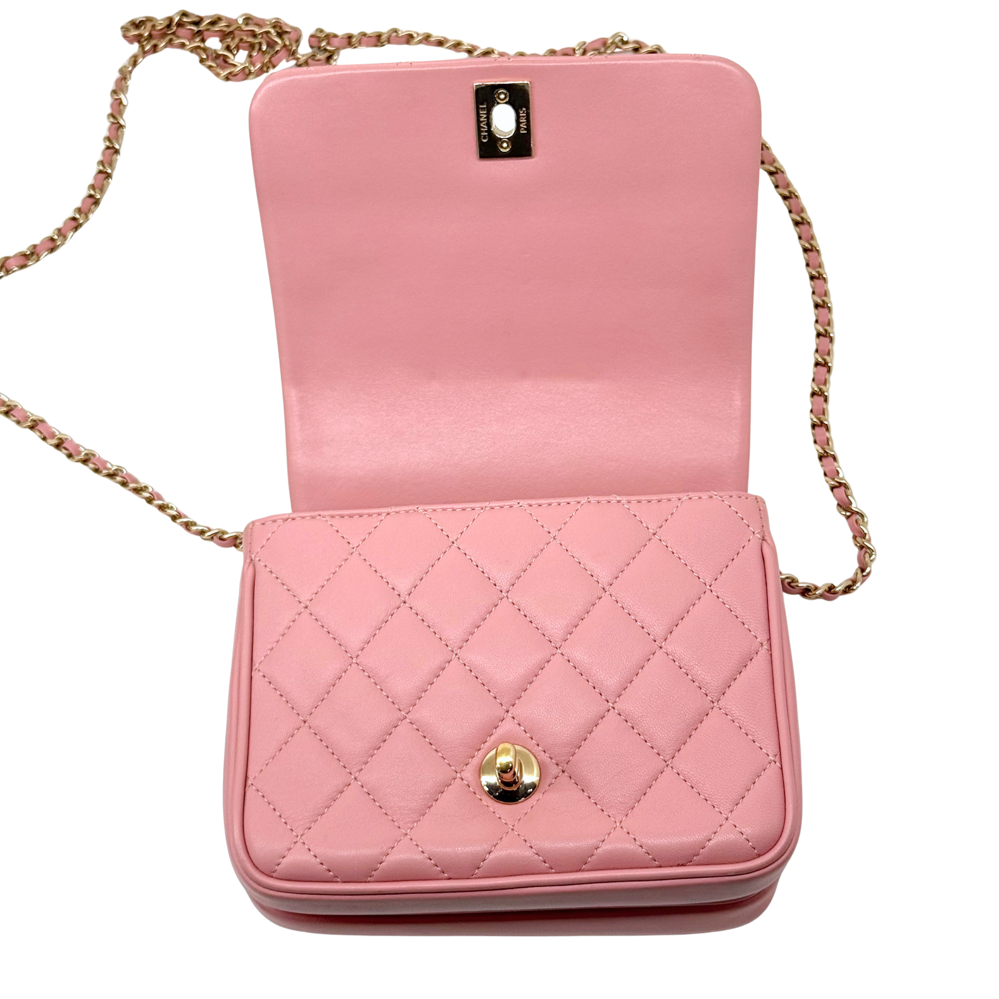 Chanel salmon pink top handle bag