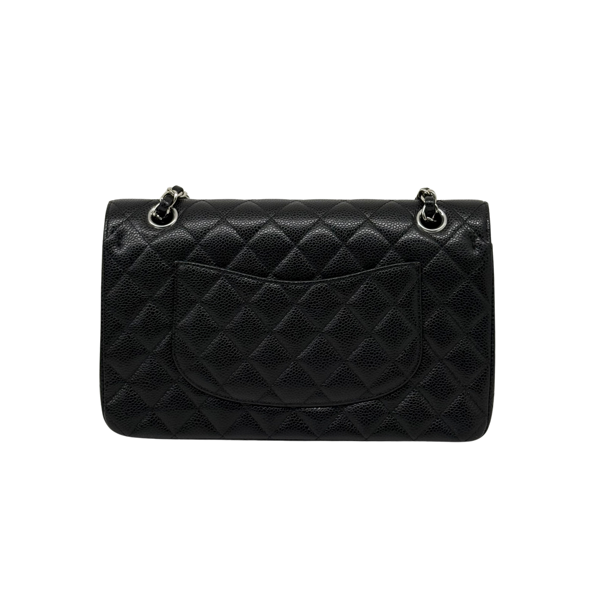 Quilted Chanel shoulder bag, dark leather with chain straps and flap front
