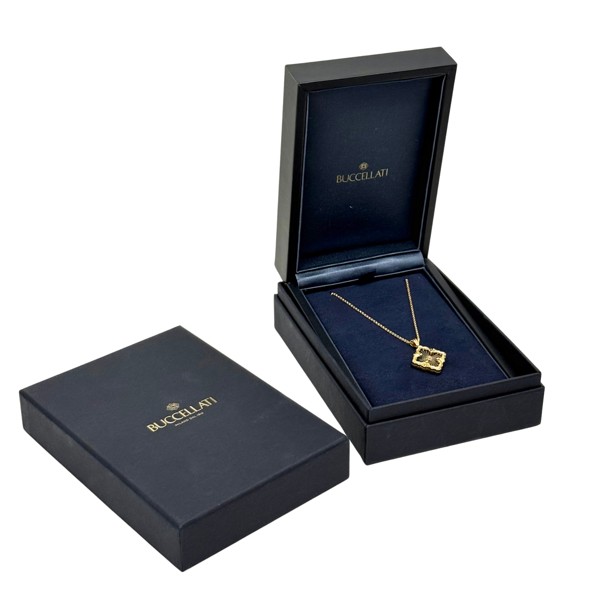 Buccellati Opera Tulle Pendant In Yellow Gold With Blue Enamel (pre-owned)