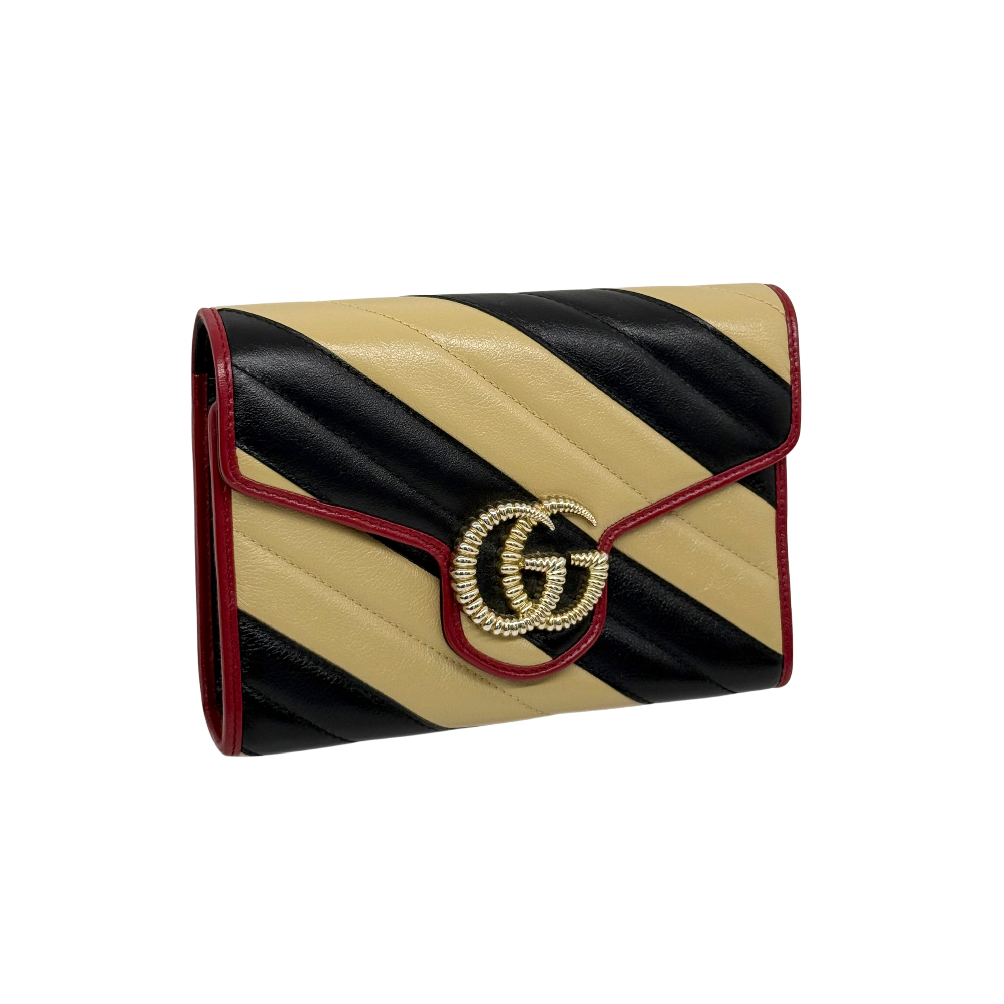 Gucci Bicolor Torchon GG Marmont Chain Wallet (pre-owned)