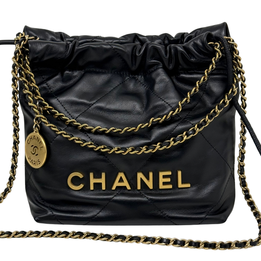 Chanel 22 Chain Hobo Quilted Calfskin Mini crossbody bag microchipped (pre-owned)