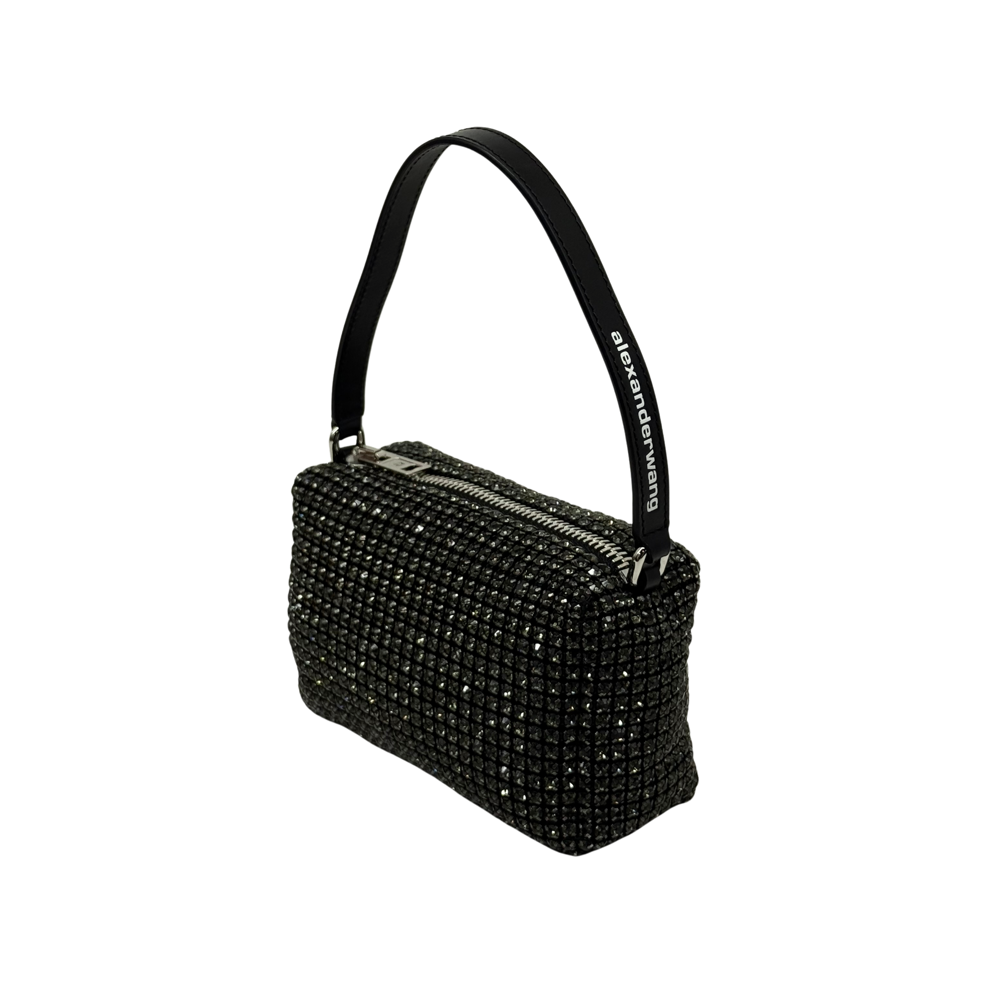 Alexander Wang Mesh Crystal Rhinestone Medium Heiress Pouch Black Silver (brand new)